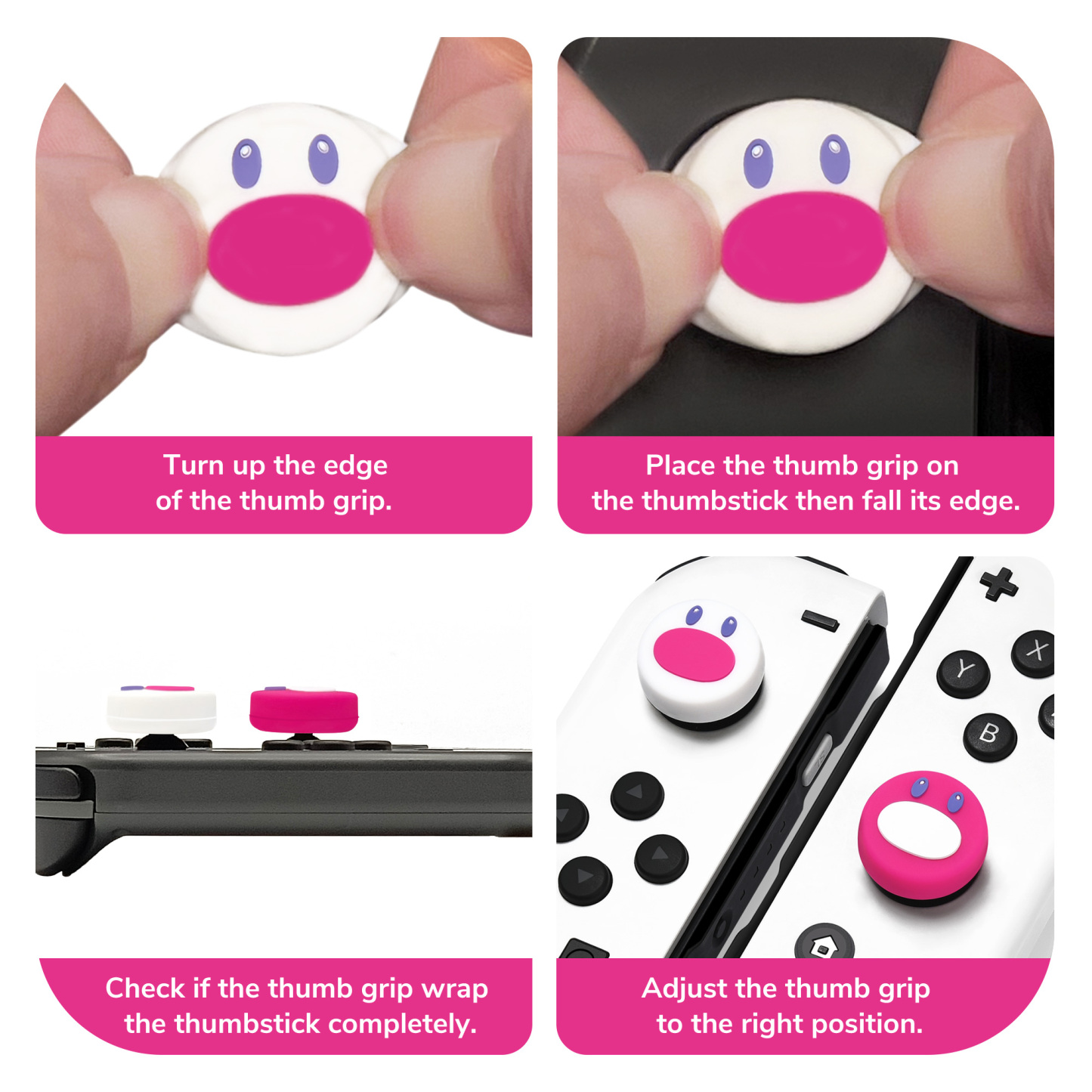 FUNLAB Switch Thumb Grips - Pink & White