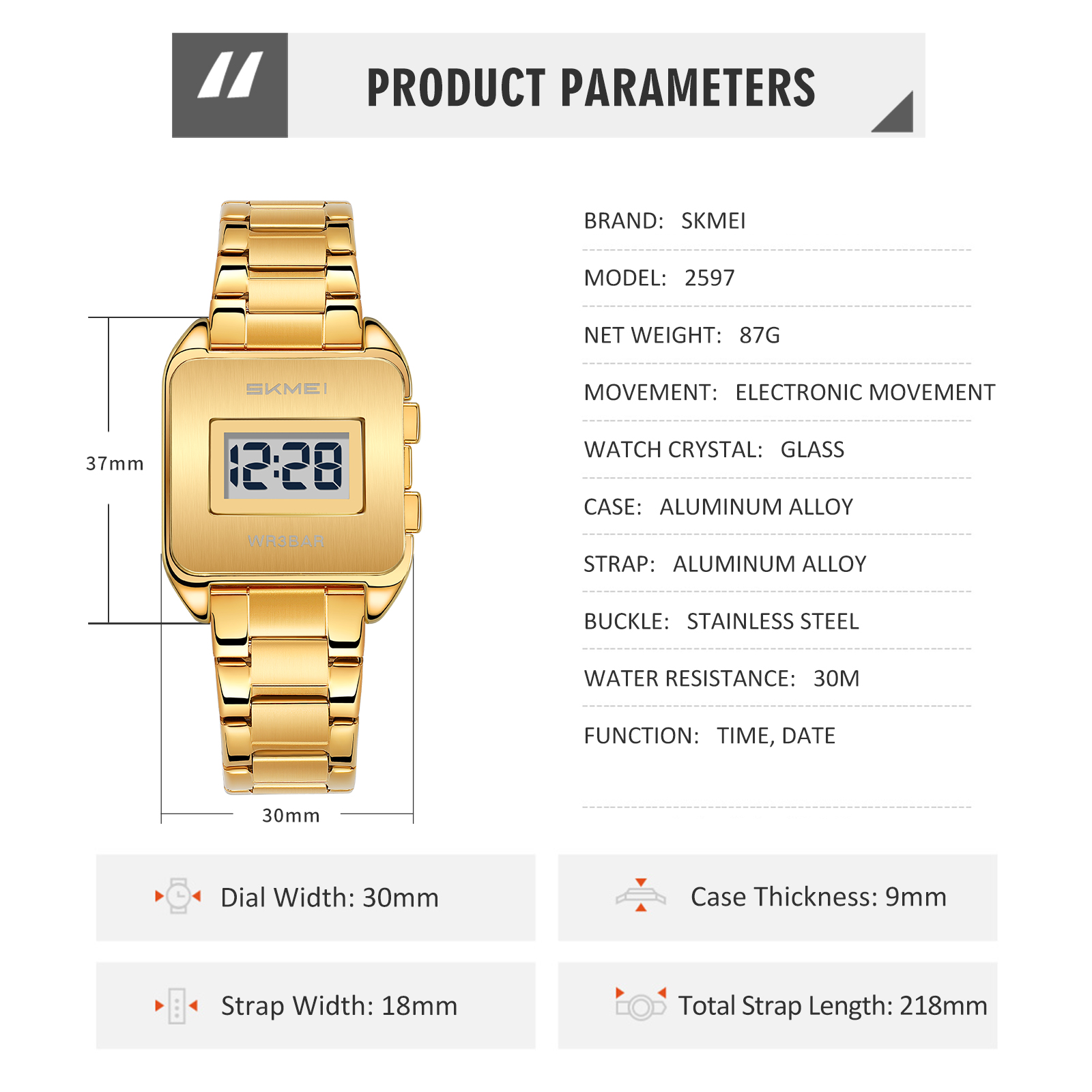 SKMEI 2597 METAL Electronic watch wholesale