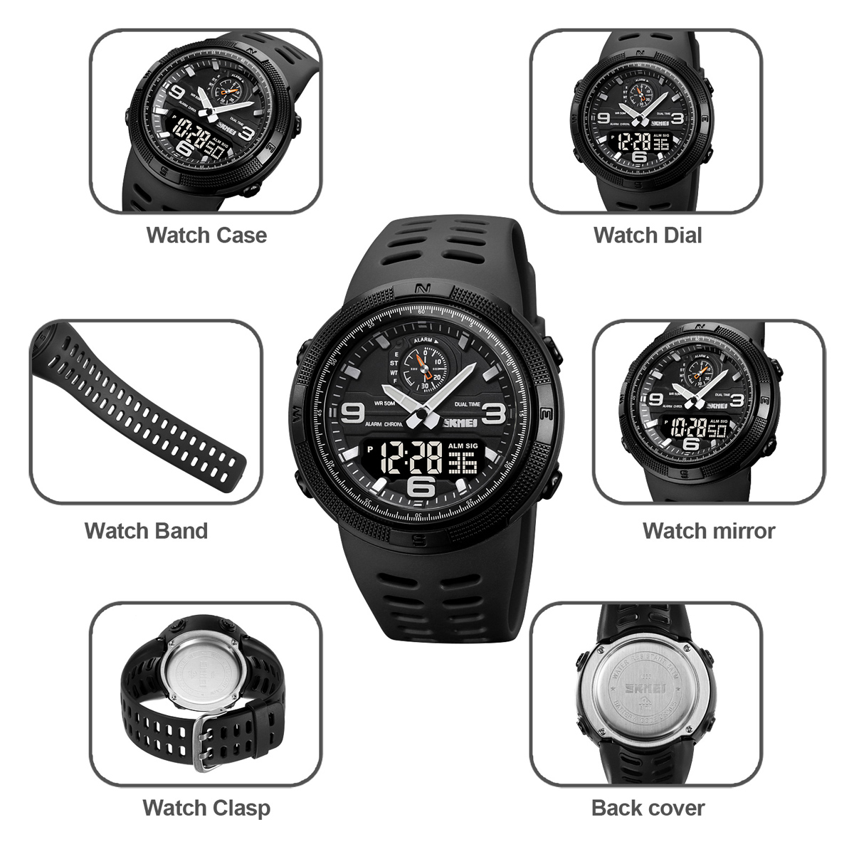 SKMEI 1655 Popular Dual Time Digital Watch
