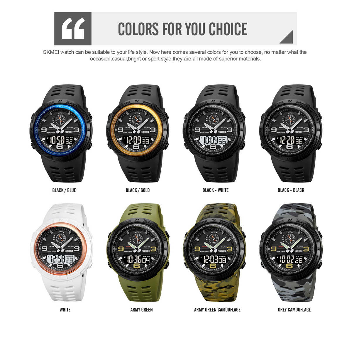 SKMEI 1655 Popular Dual Time Digital Watch