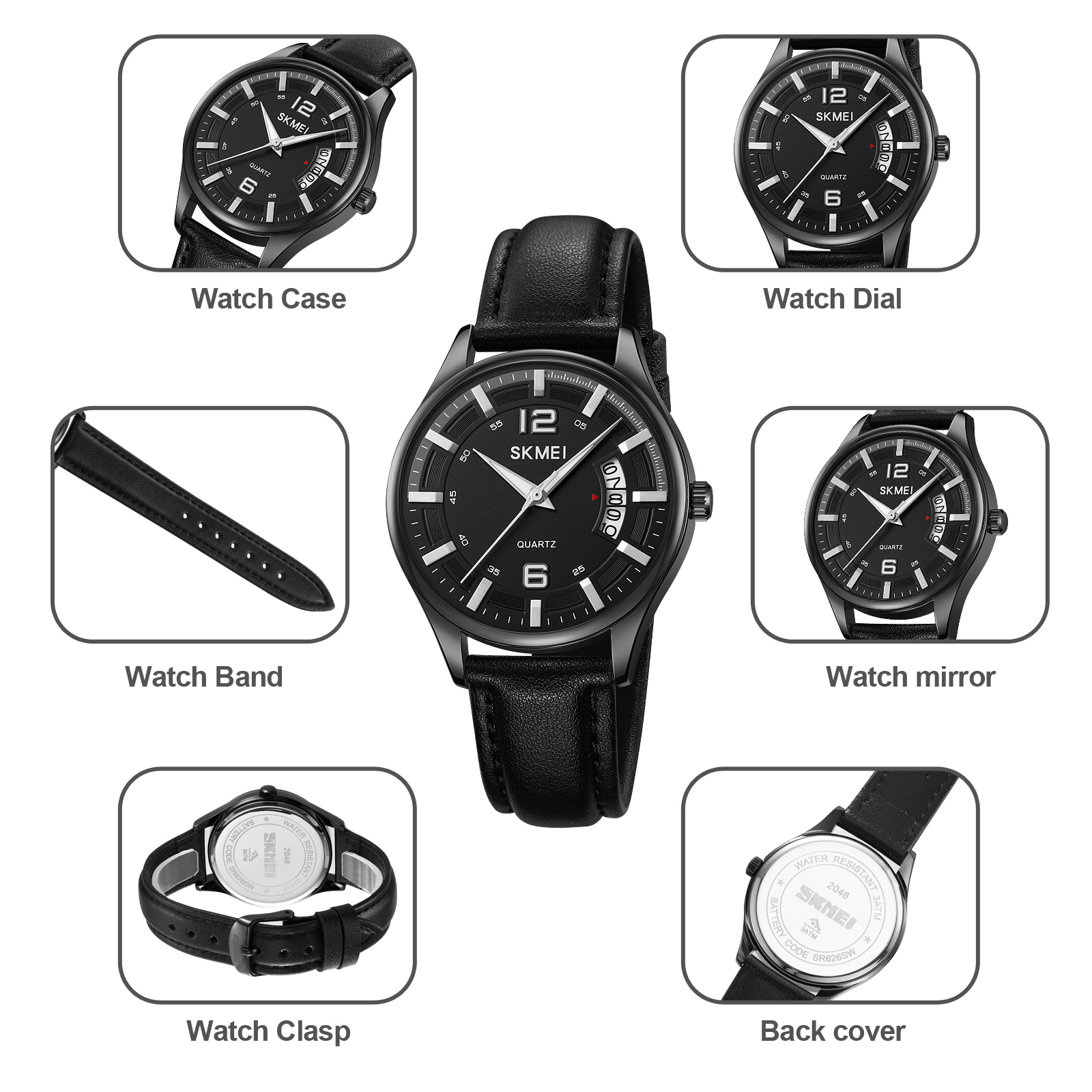 2046 skmei business man watch