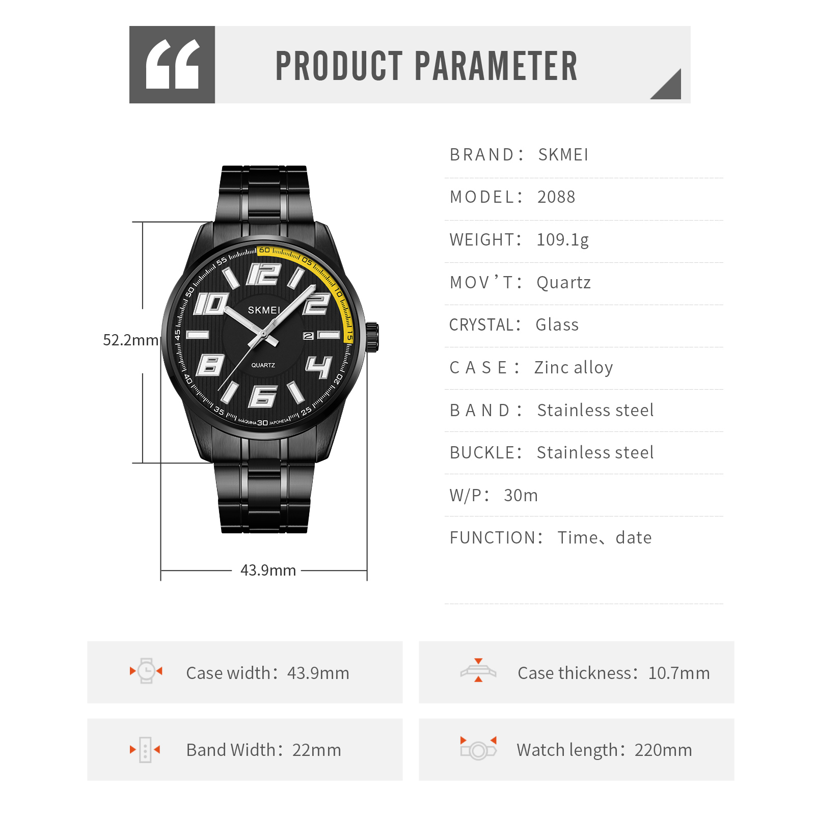 2088 skmei quarts man watch