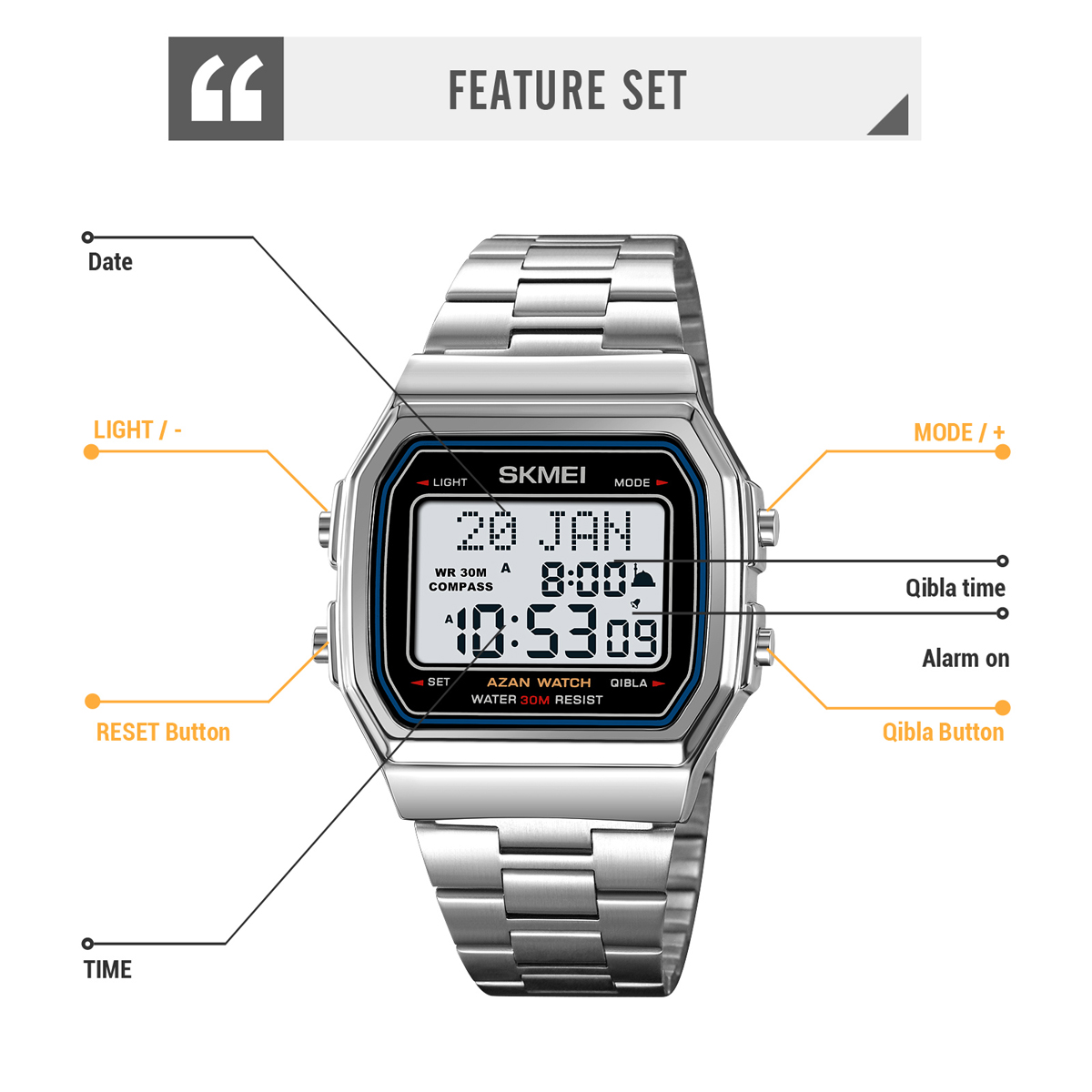 SKMEI 2113 AZAN DIGITAL WATCH