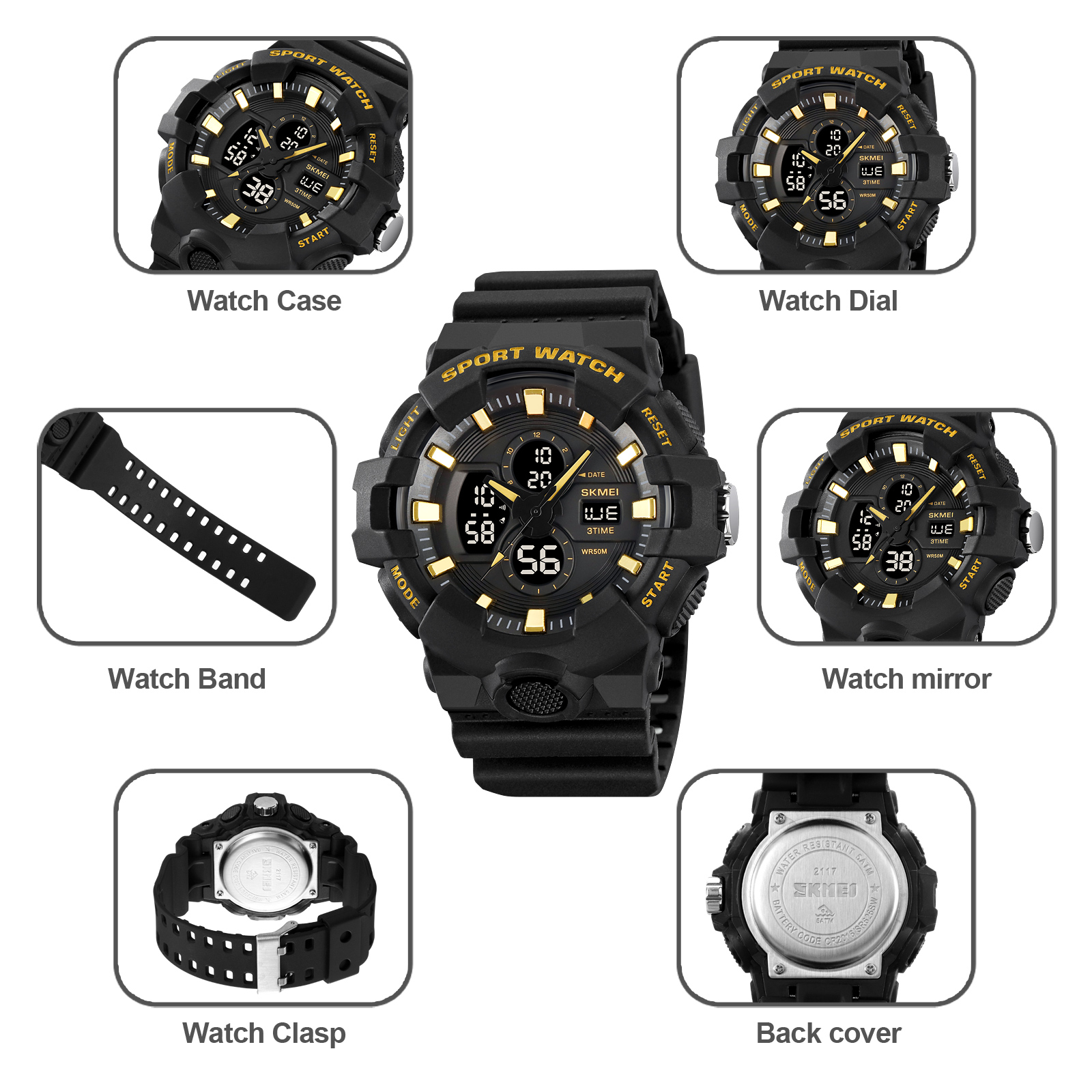 SKMEI 2117 DUAL TIME DISPLAY WATCH