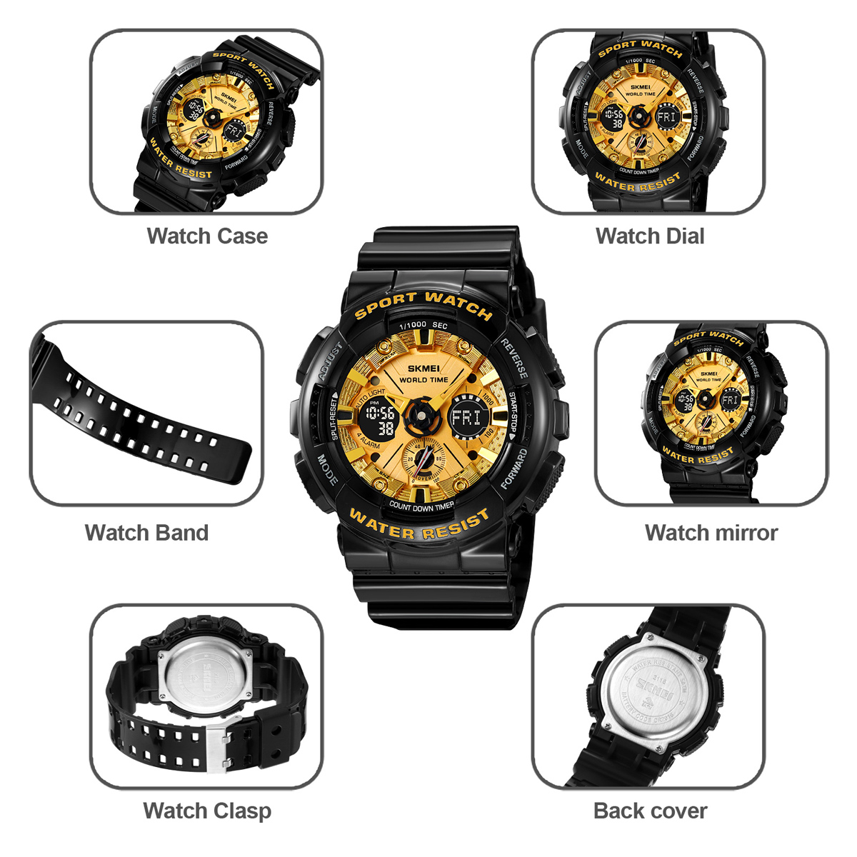 Reloj Digital Skmei 2118 Mens Sport High Quality Wholesale Multifunctional Chronograph Watches Wrist New Design Wristwatch