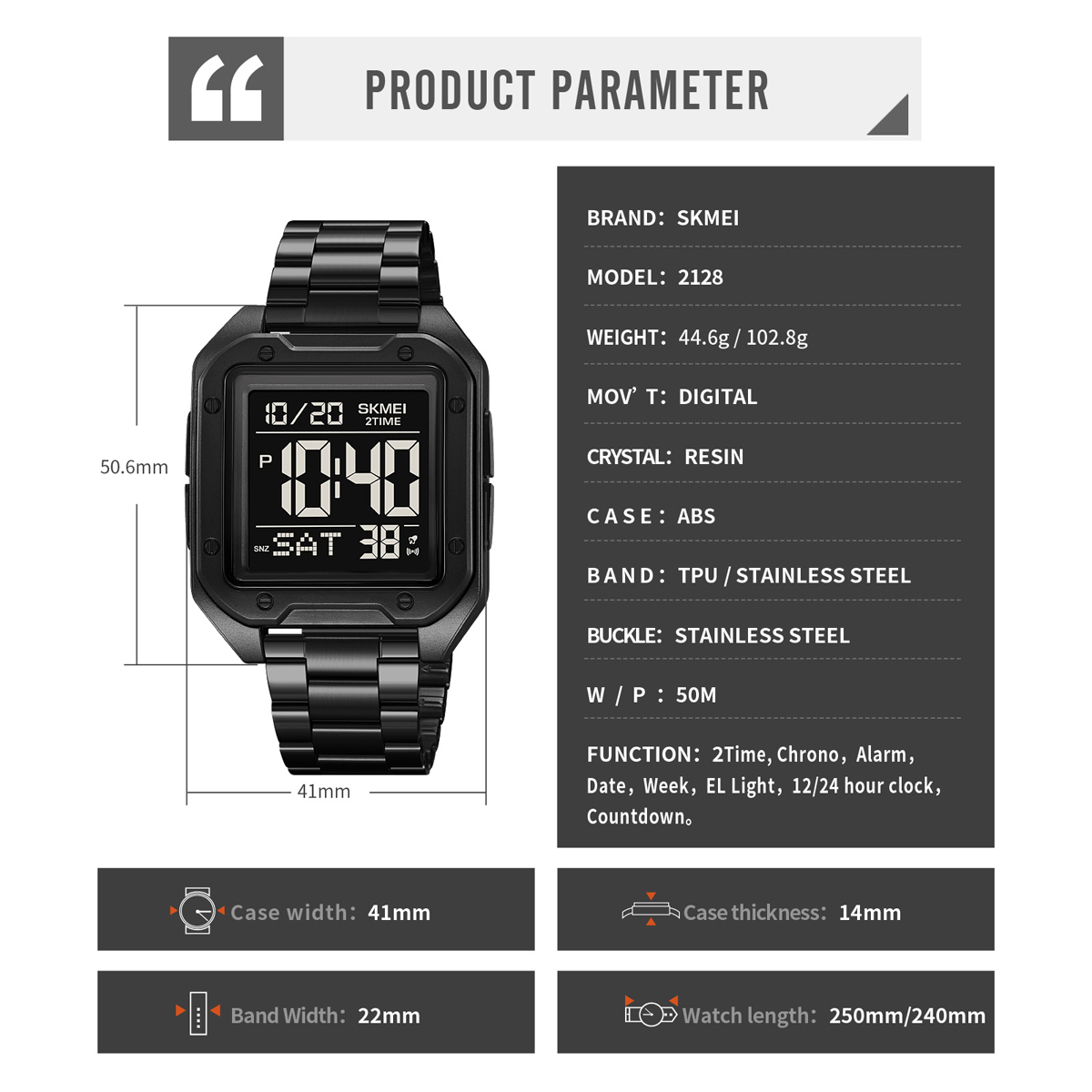 SKMEI 2128 Famous OEM Mens Digital Watch 