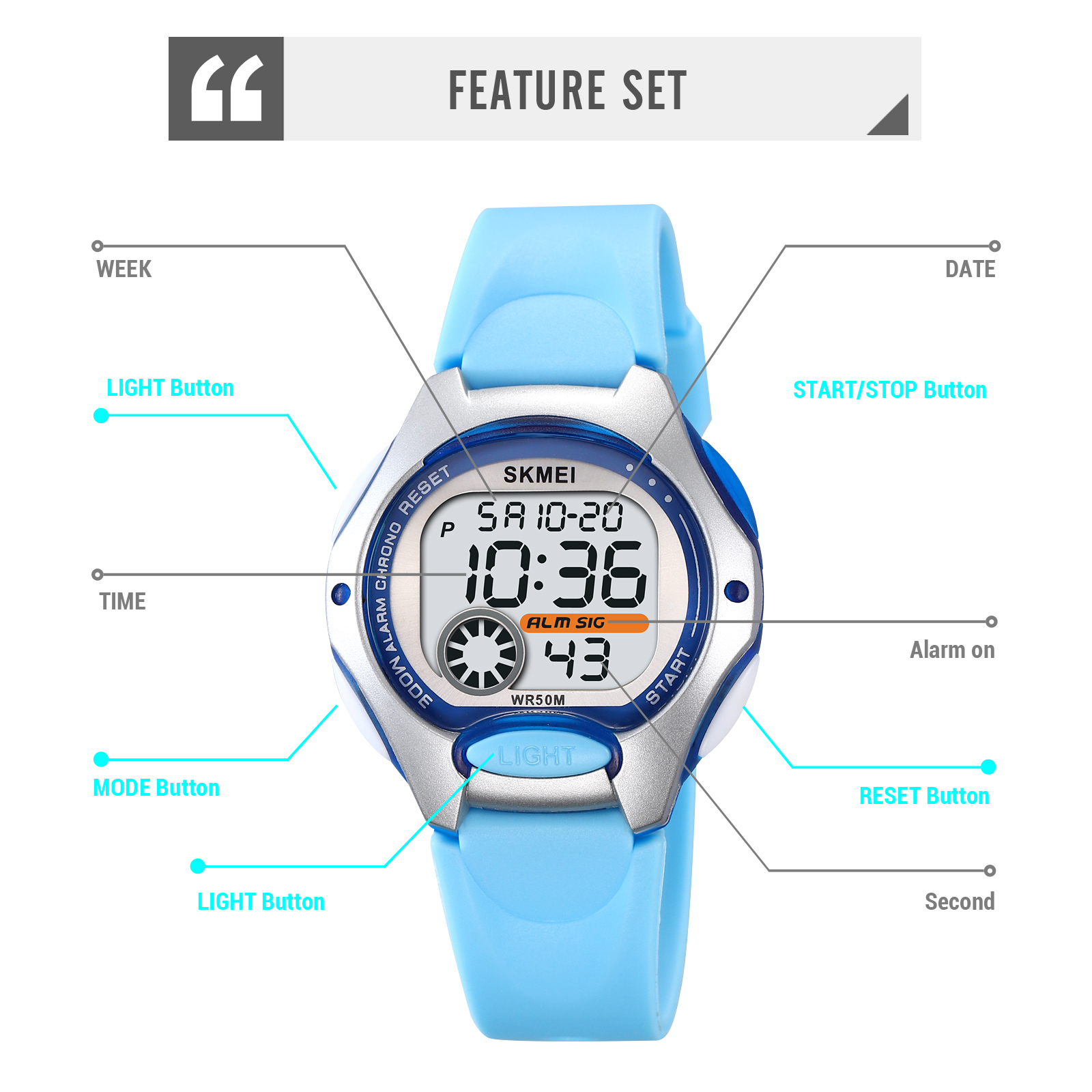 SKMEI 2129 kids digital sports watch