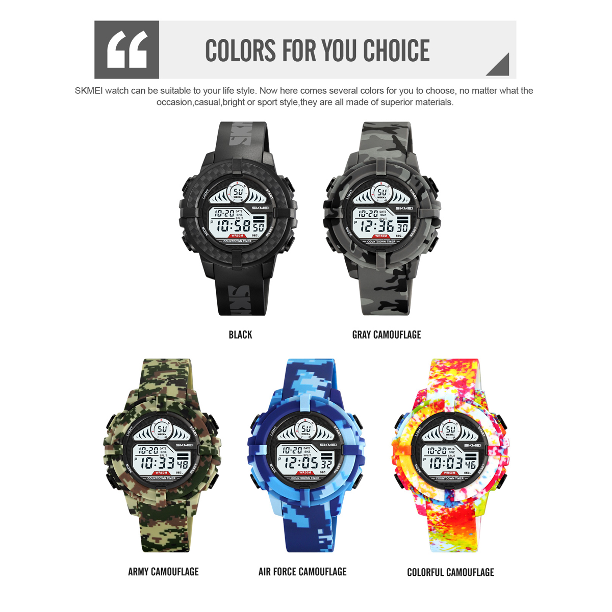 Skmei 2130 New Design Guangzhou Boys Digital Watch