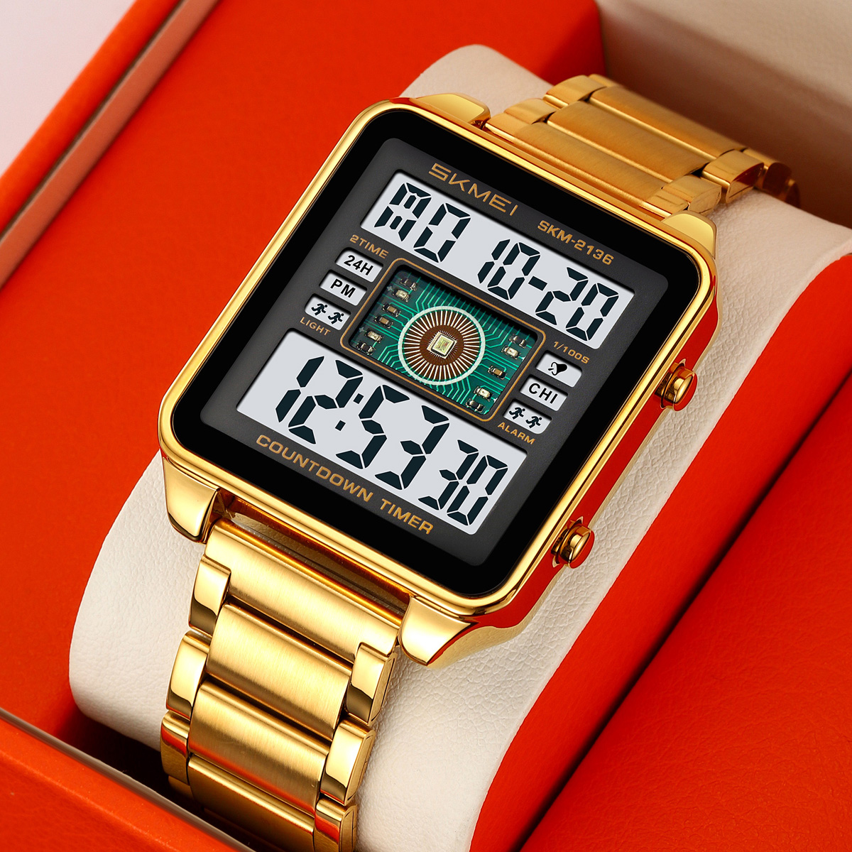 Skmei 2136 High Quality Gents Digital Watch Perfect Steel Strap