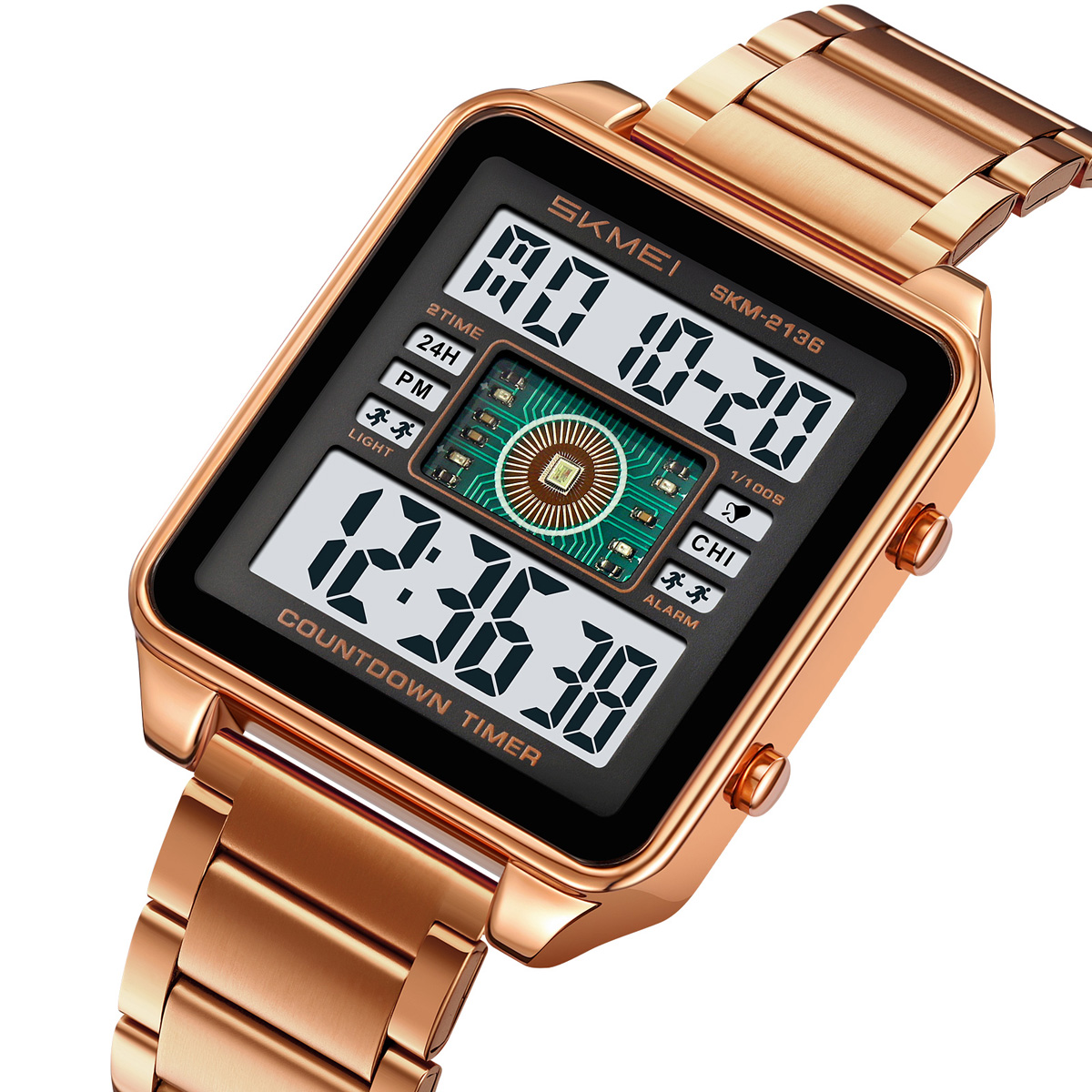 Skmei 2136 High Quality Gents Digital Watch Perfect Steel Strap
