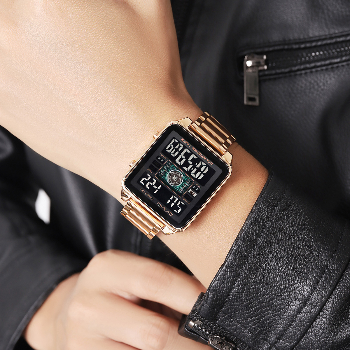 Skmei 2136 High Quality Gents Digital Watch Perfect Steel Strap