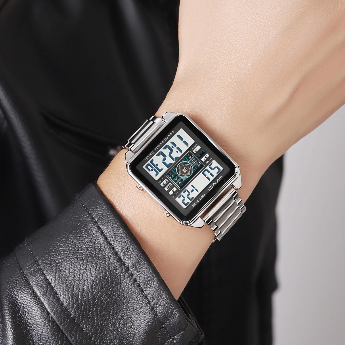 Skmei 2136 High Quality Gents Digital Watch Perfect Steel Strap