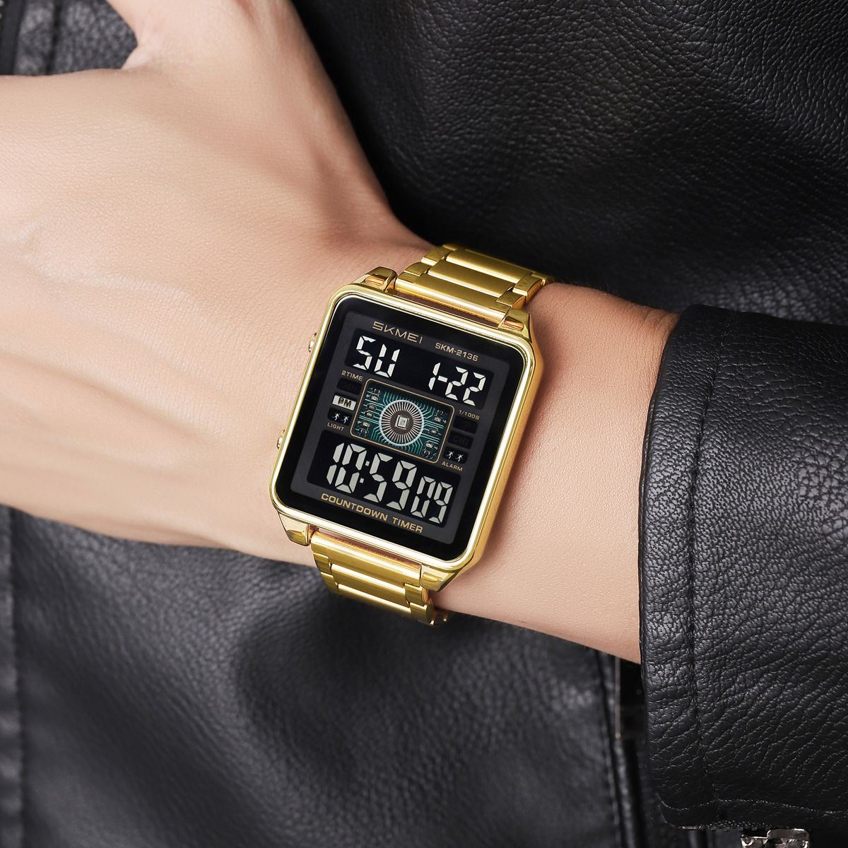 Skmei 2136 High Quality Gents Digital Watch Perfect Steel Strap