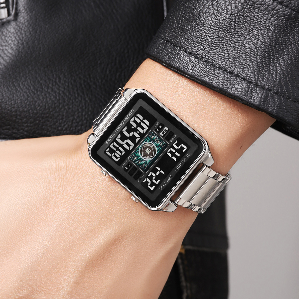 Skmei 2136 High Quality Gents Digital Watch Perfect Steel Strap