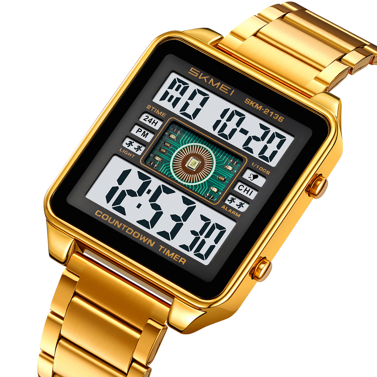 Skmei 2136 High Quality Gents Digital Watch Perfect Steel Strap