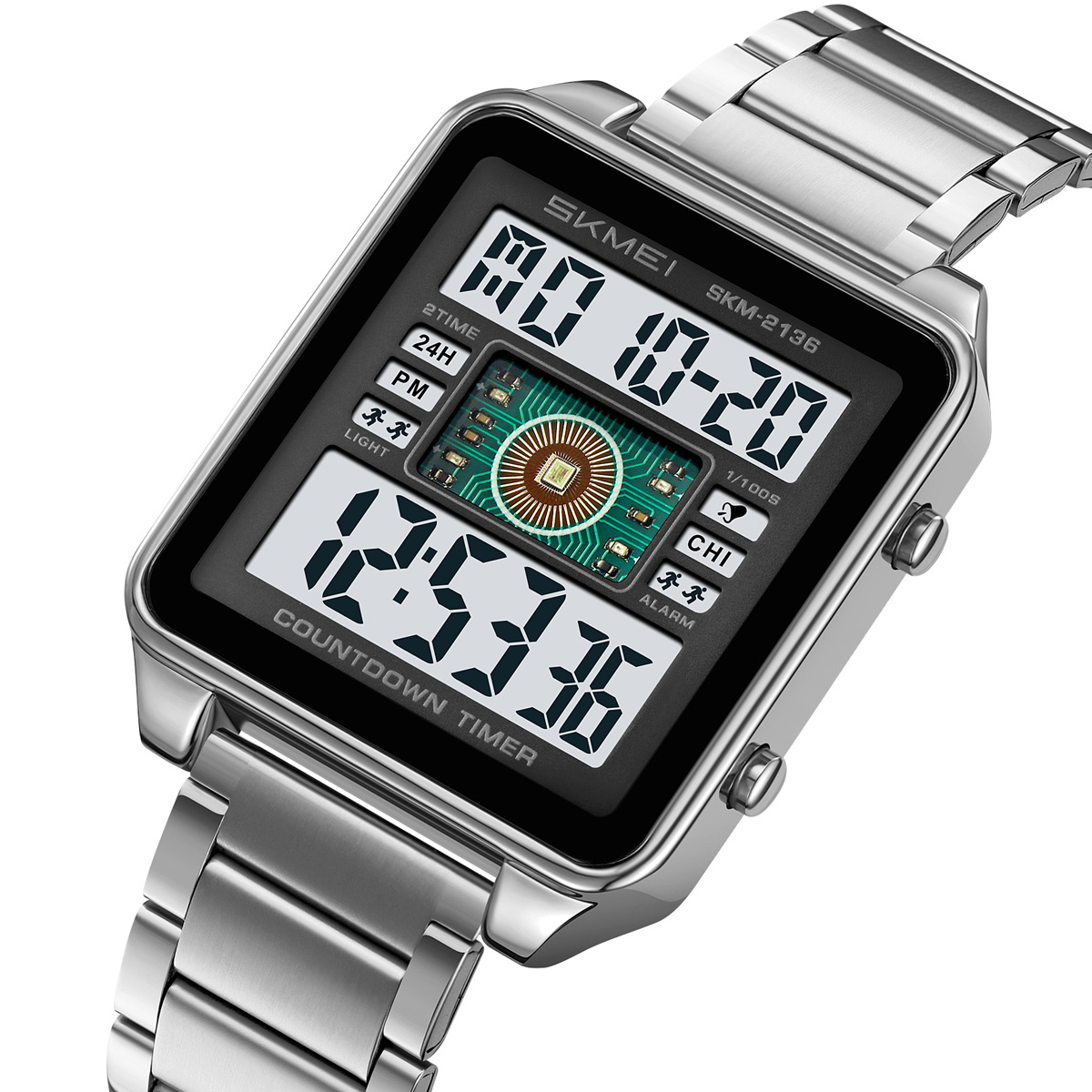 Skmei 2136 High Quality Gents Digital Watch Perfect Steel Strap