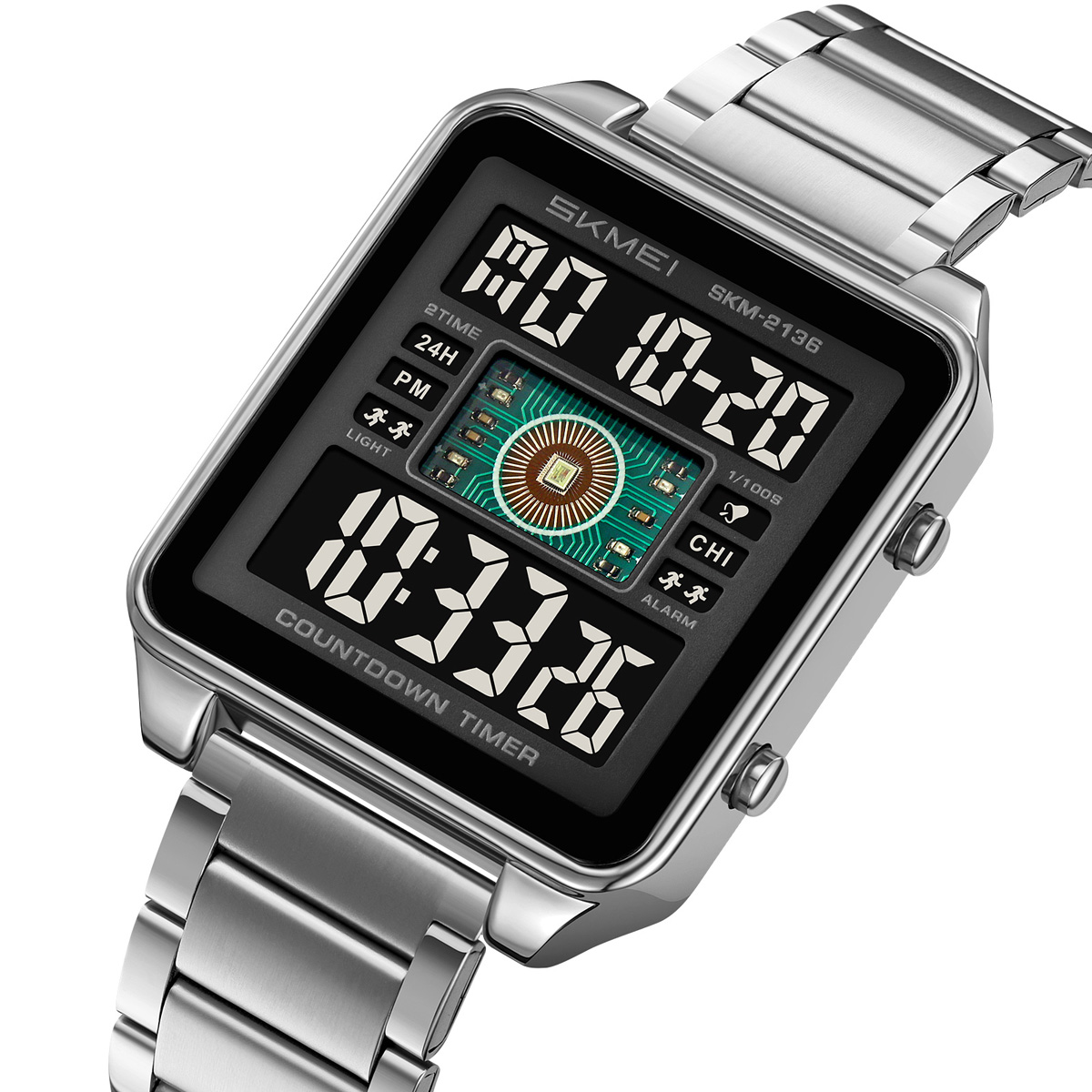 Skmei 2136 High Quality Gents Digital Watch Perfect Steel Strap