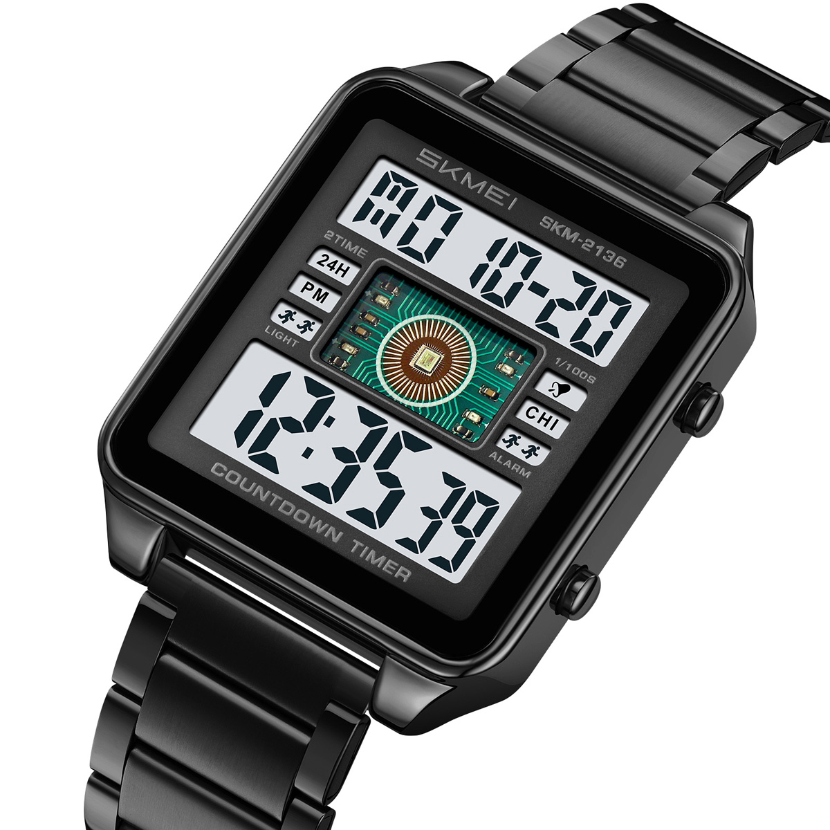 Skmei 2136 High Quality Gents Digital Watch Perfect Steel Strap