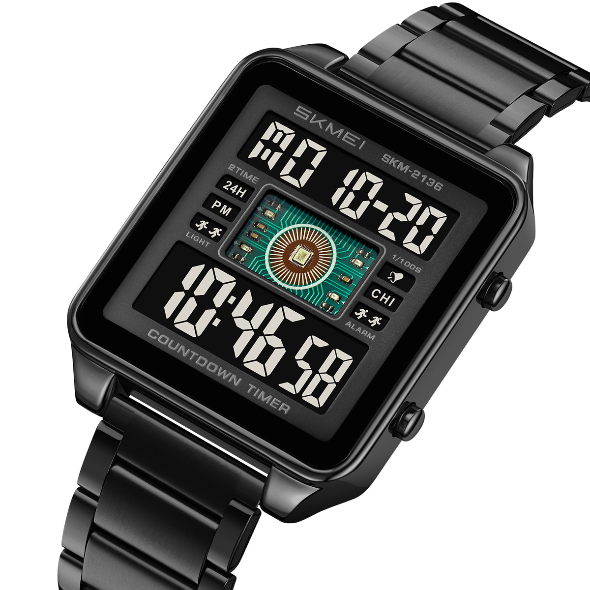 Skmei 2136 High Quality Gents Digital Watch Perfect Steel Strap