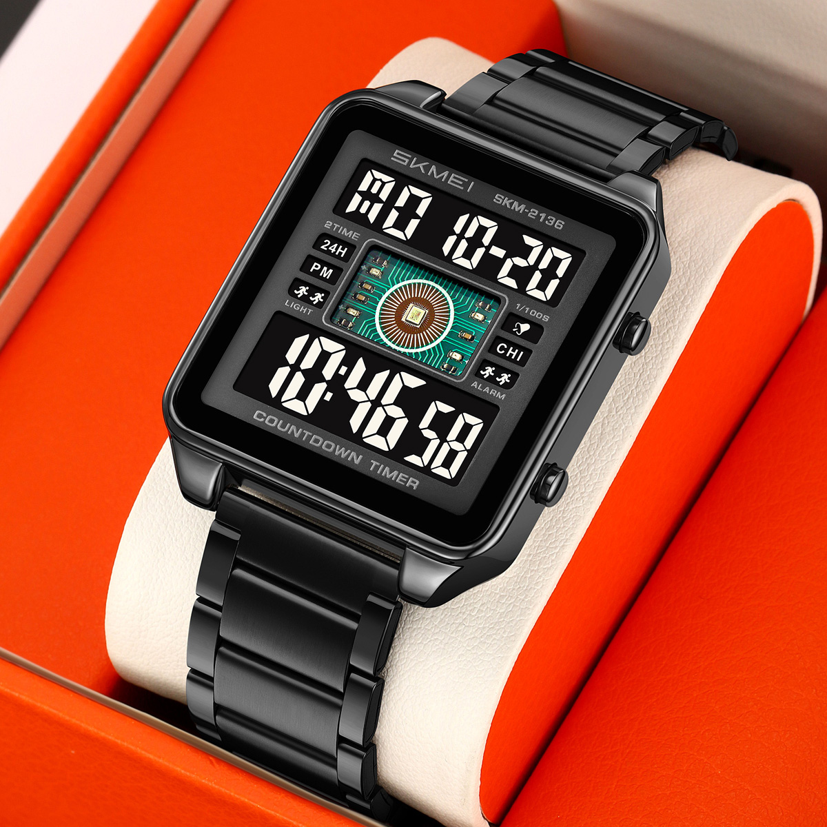 Skmei 2136 High Quality Gents Digital Watch Perfect Steel Strap