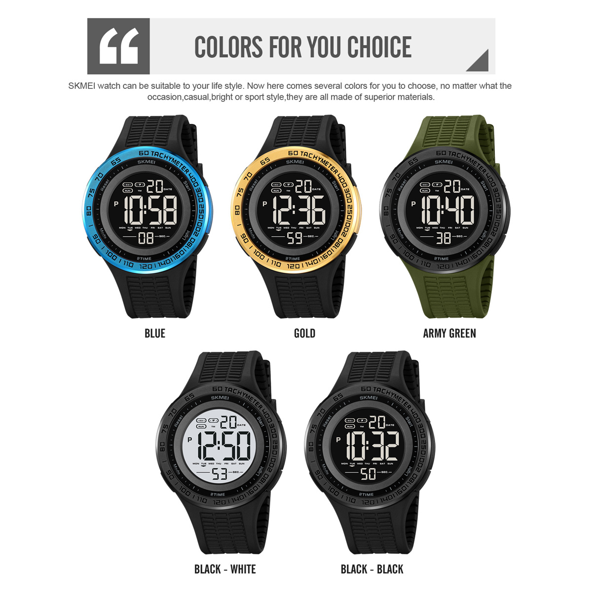 SKMEI 2155 LED Sport Watch Big Face Digital Watches