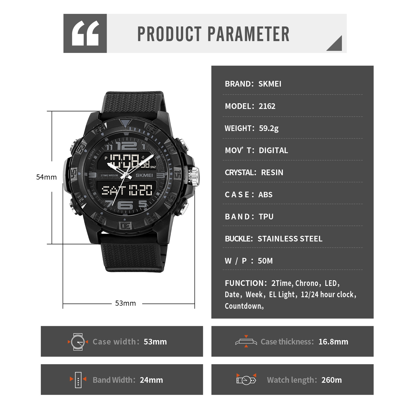 SKMEI 2162 ANALG Electronic watch