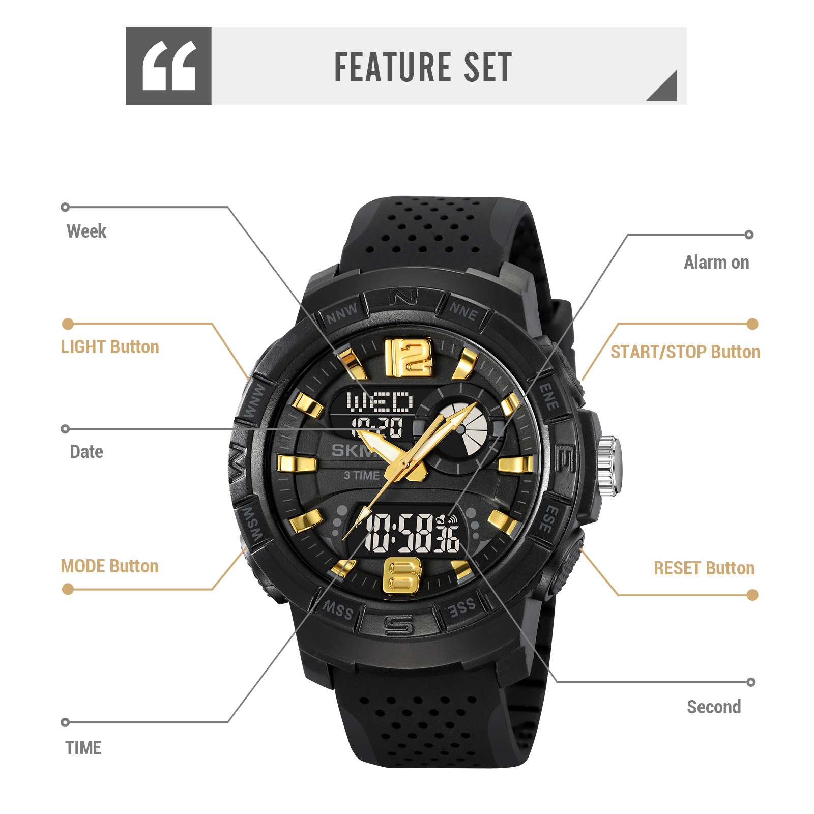 SKMEI 2163 SPORTS ANALOG DIGITAL WATCH