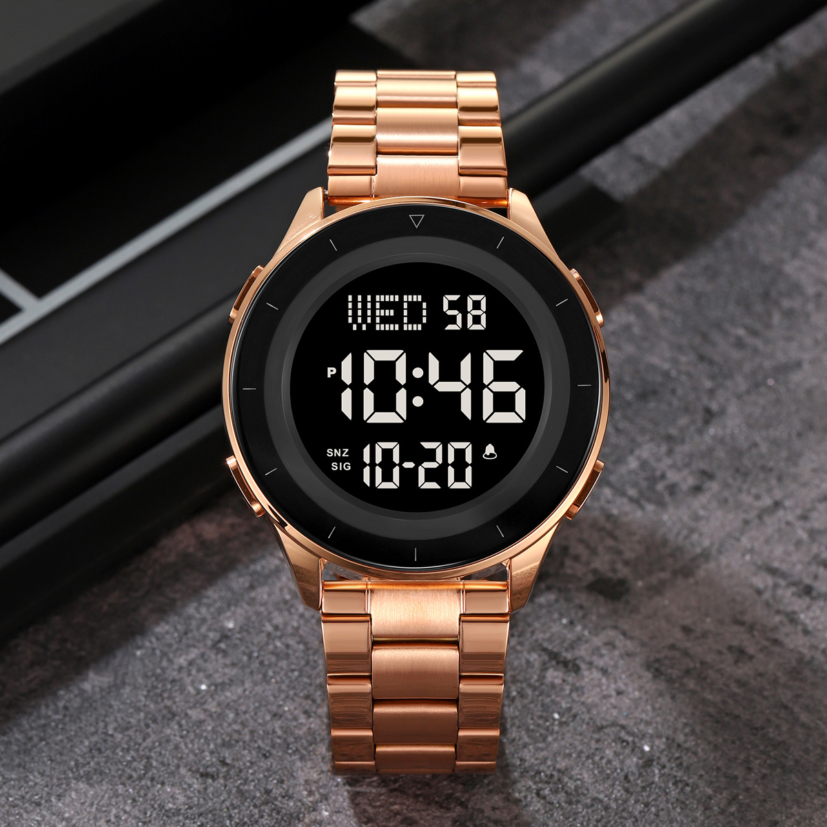 SKMEI 2167 STAINLESS STEEL BAND DIGITAL WATCH