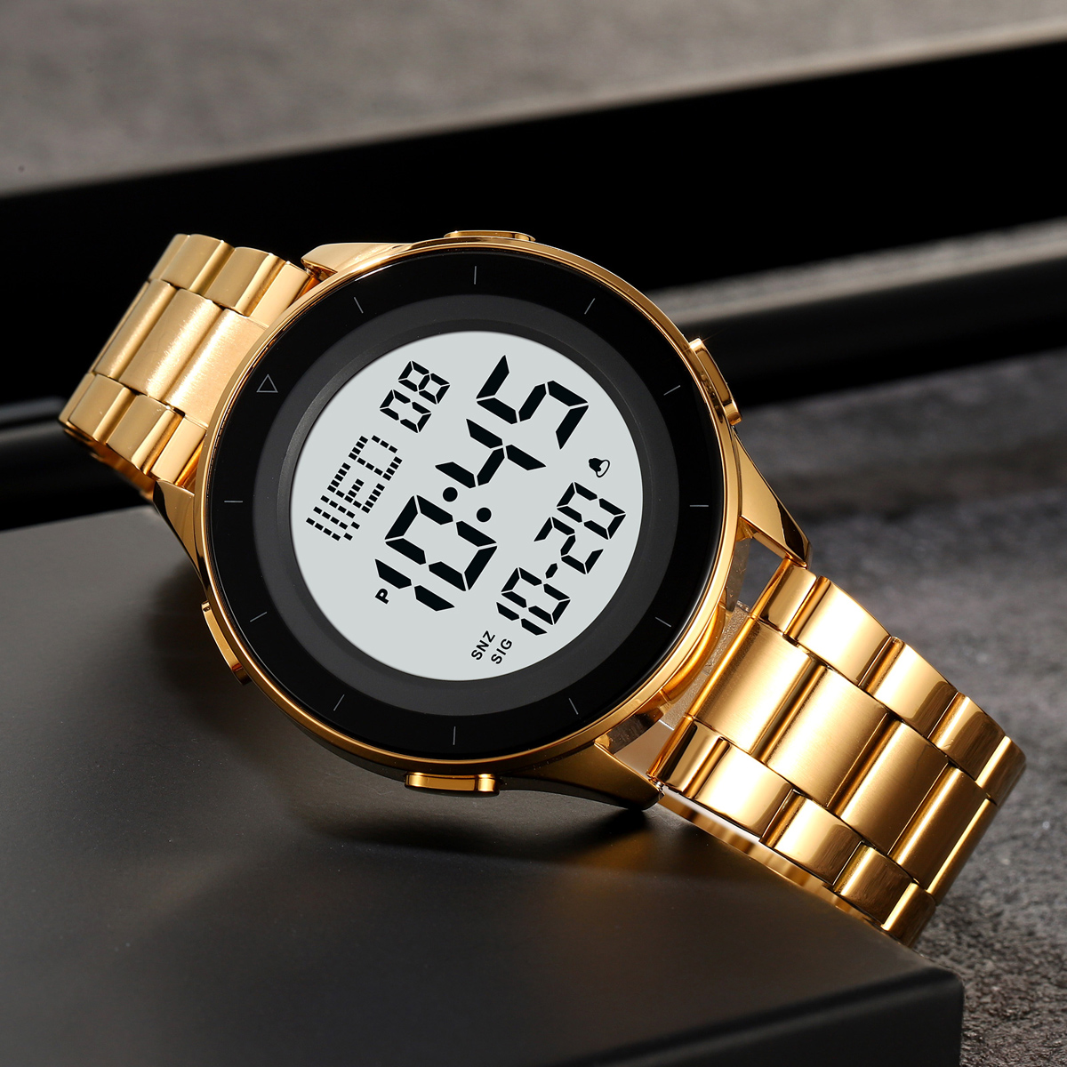 SKMEI 2167 STAINLESS STEEL BAND DIGITAL WATCH