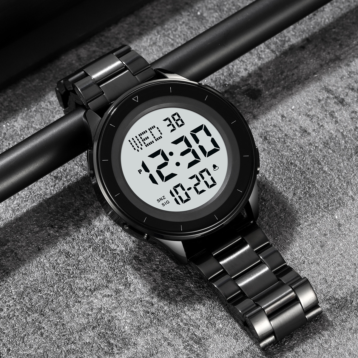 SKMEI 2167 STAINLESS STEEL BAND DIGITAL WATCH