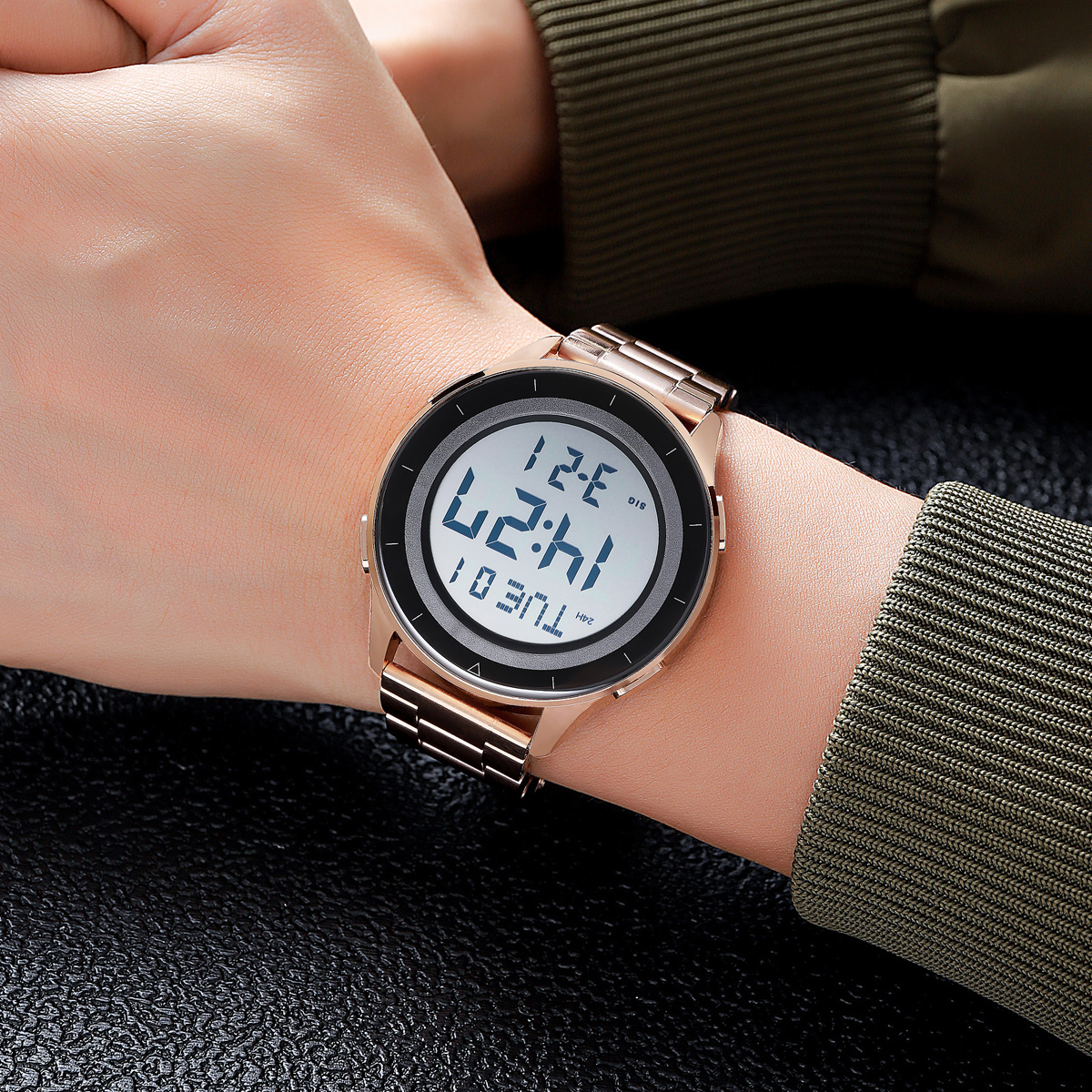 SKMEI 2167 STAINLESS STEEL BAND DIGITAL WATCH