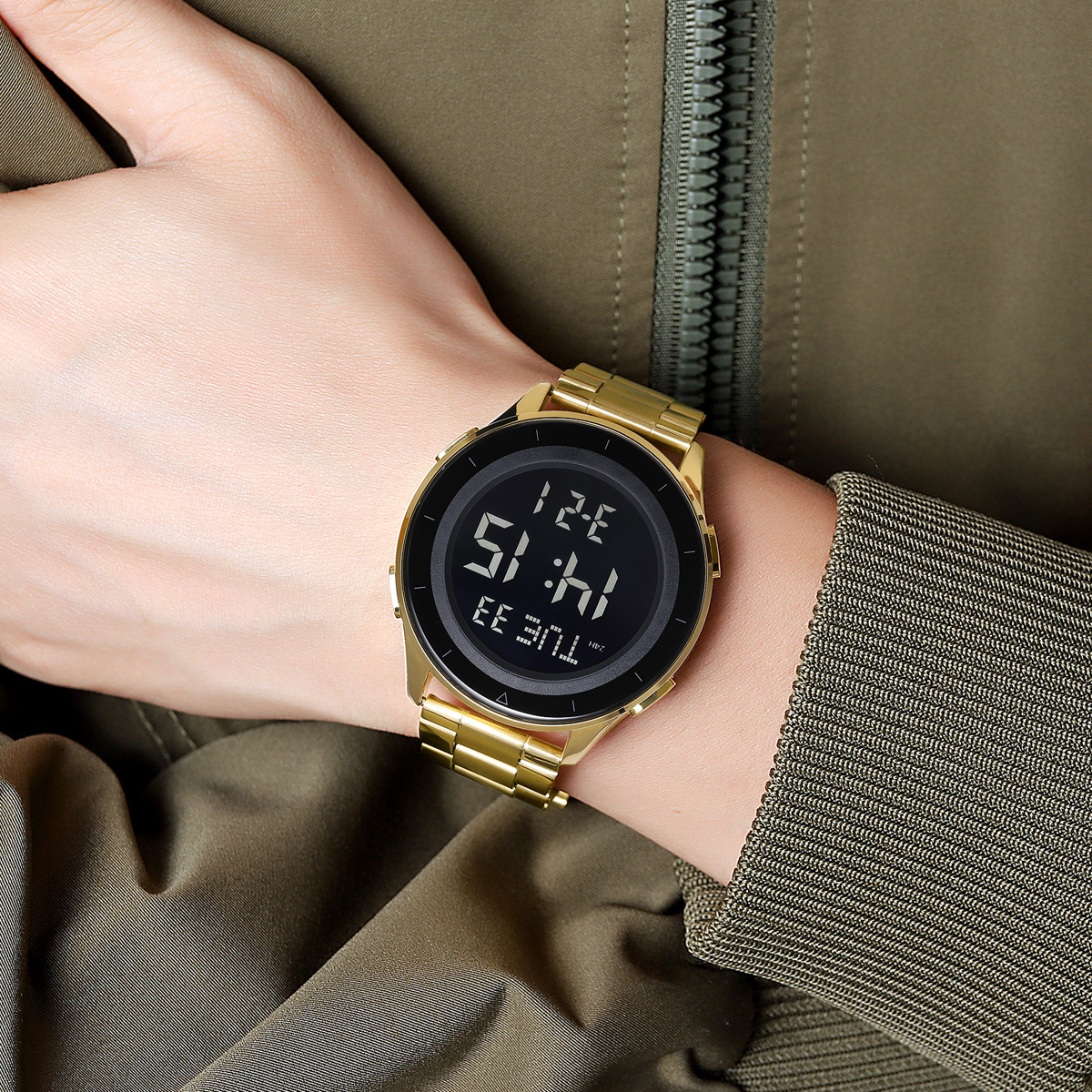 SKMEI 2167 STAINLESS STEEL BAND DIGITAL WATCH