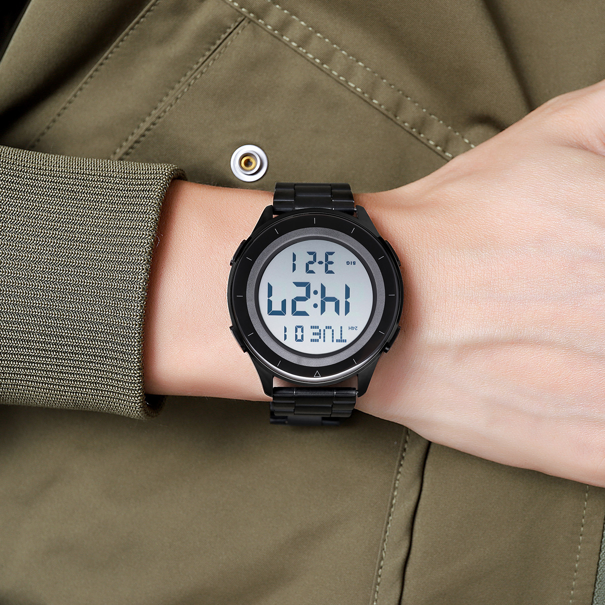 SKMEI 2167 STAINLESS STEEL BAND DIGITAL WATCH