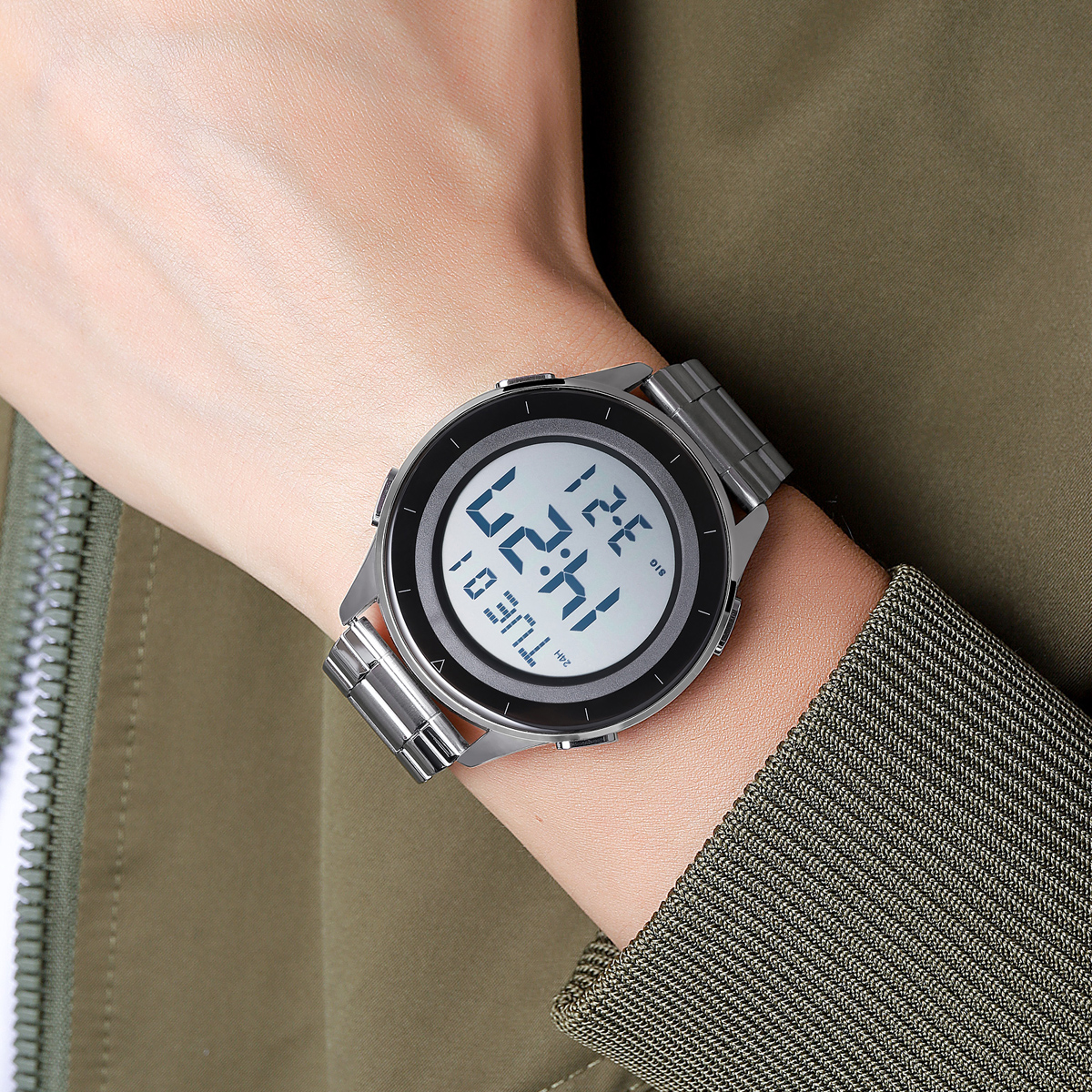 SKMEI 2167 STAINLESS STEEL BAND DIGITAL WATCH