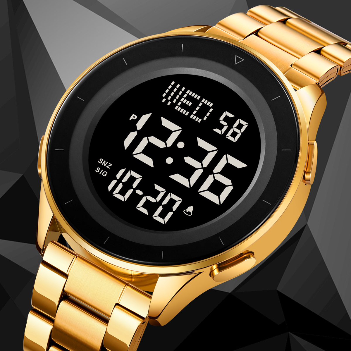 SKMEI 2167 STAINLESS STEEL BAND DIGITAL WATCH