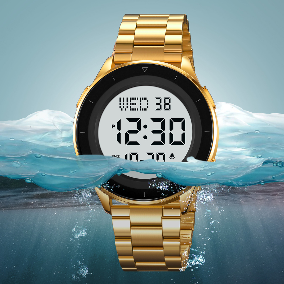 SKMEI 2167 STAINLESS STEEL BAND DIGITAL WATCH