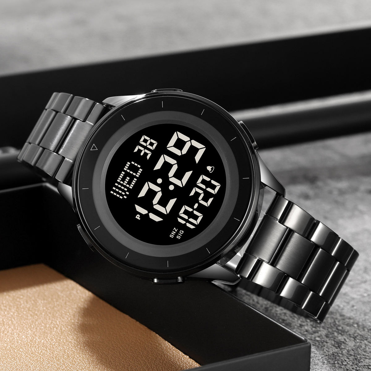 SKMEI 2167 STAINLESS STEEL BAND DIGITAL WATCH