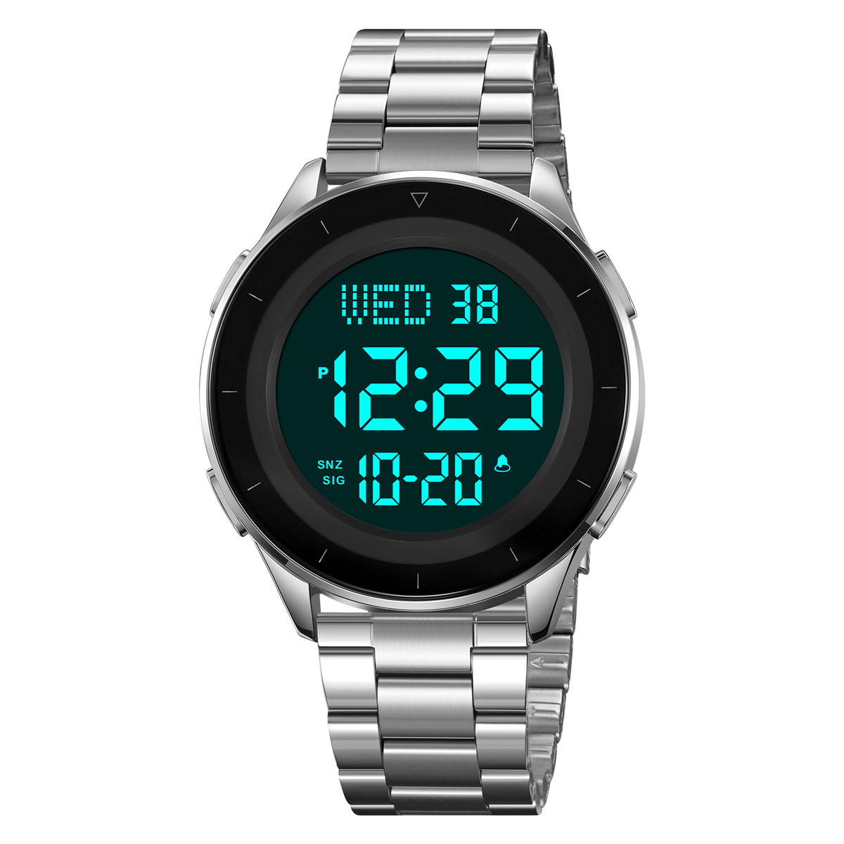 SKMEI 2167 STAINLESS STEEL BAND DIGITAL WATCH