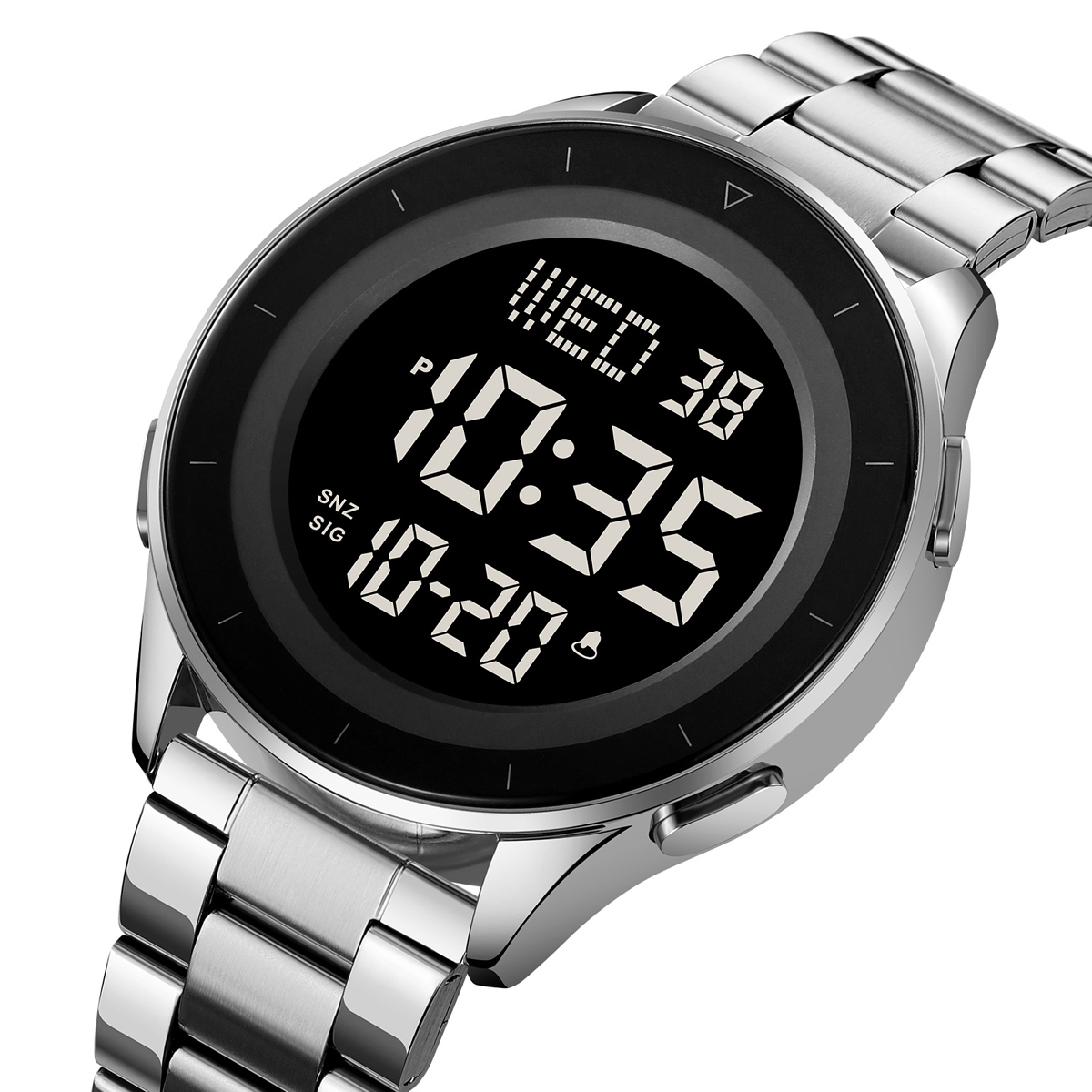 SKMEI 2167 STAINLESS STEEL BAND DIGITAL WATCH
