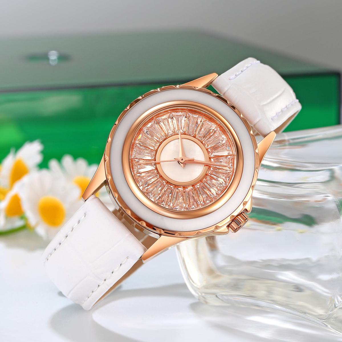 SKMEI 2172 Lady Fancy Leather Diamond Quartz Watches 