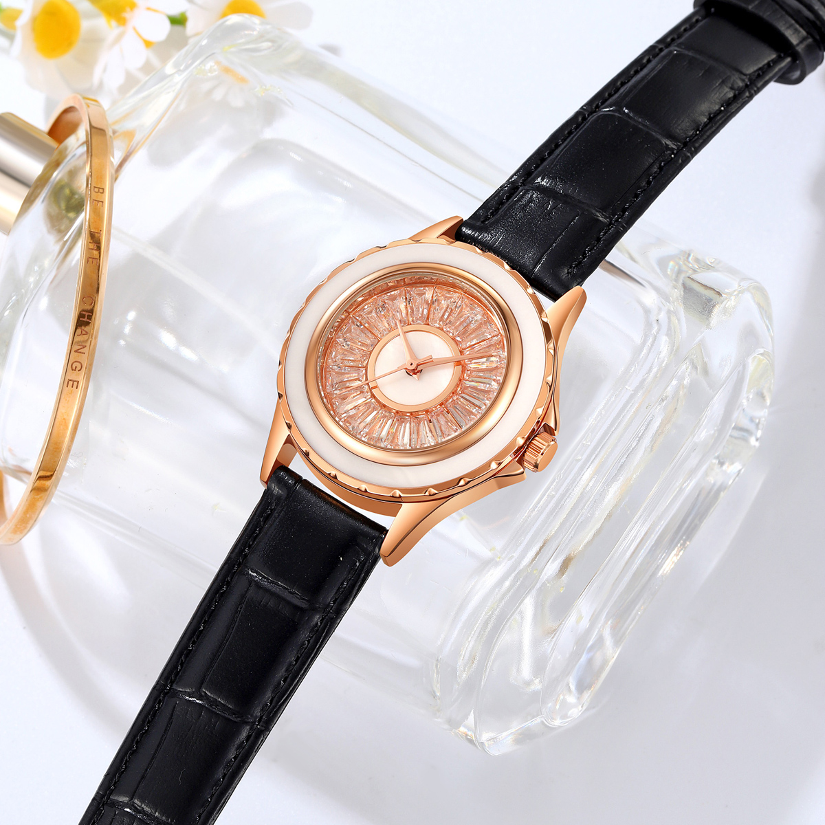 SKMEI 2172 Lady Fancy Leather Diamond Quartz Watches 