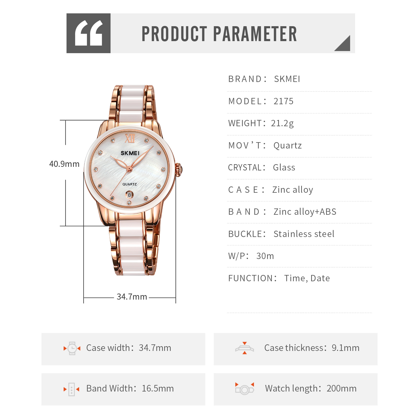 skmei 2175 fashion female wrist watches