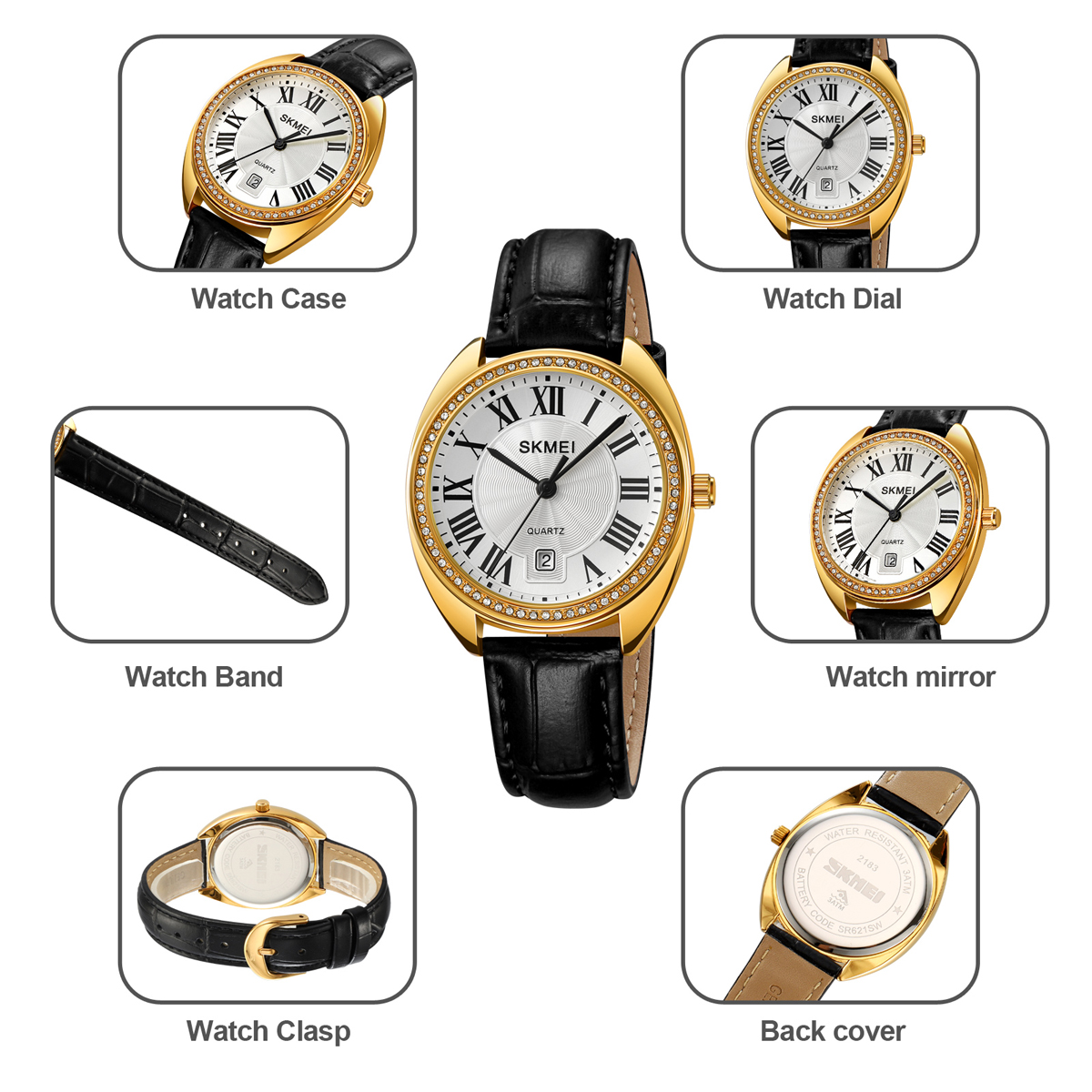 SKMEI 2183 LEATHER WOMEN WATCH