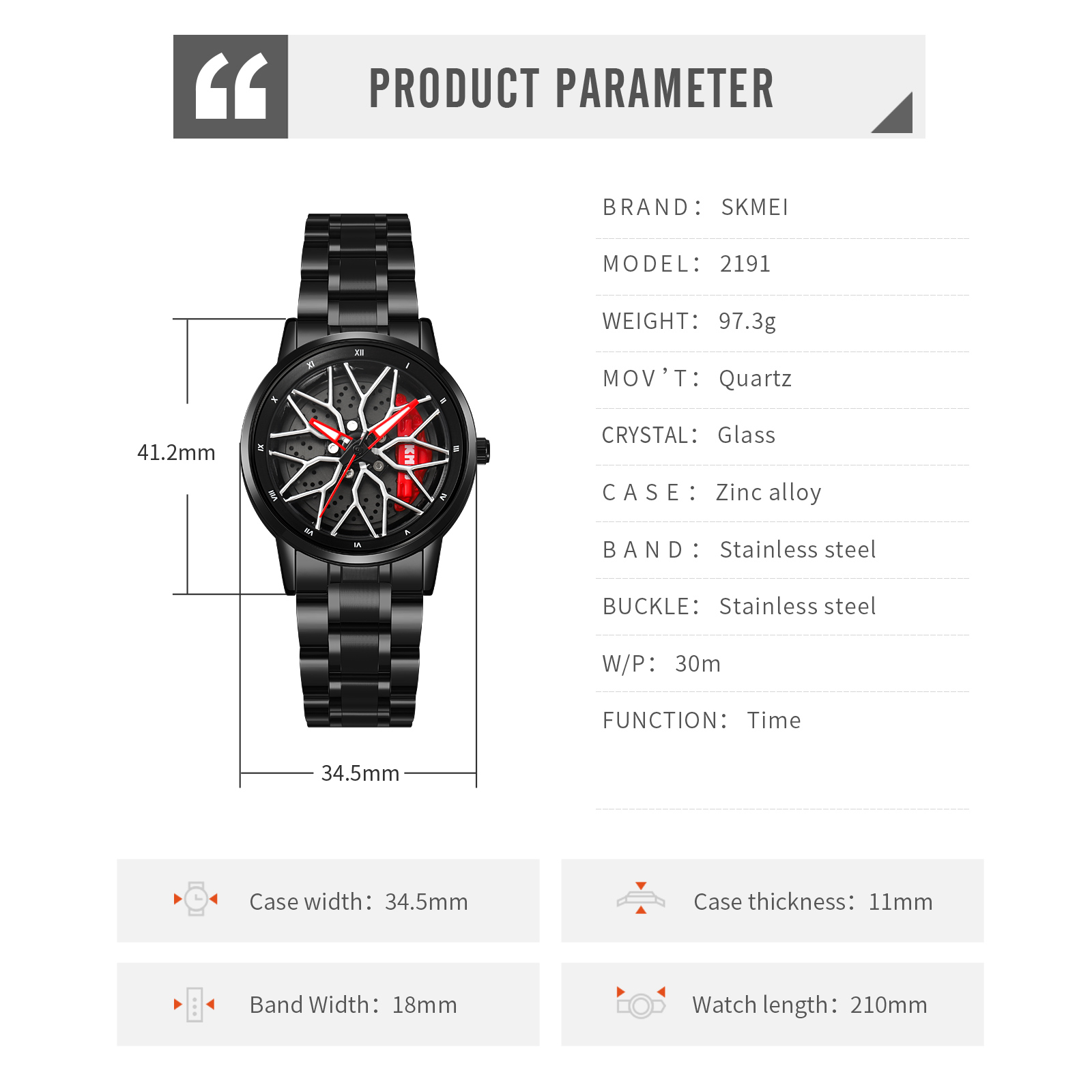 SKMEI 2191 quartz rim watch