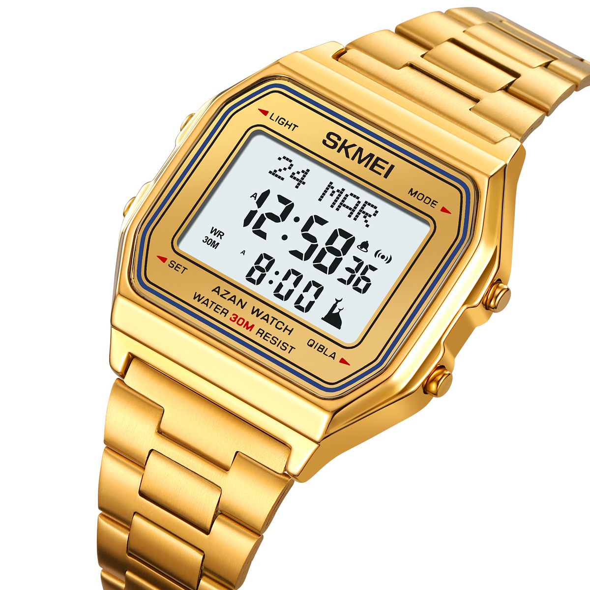 SKMEI 2194 Digital Square Azan Watch Muslim Prayer Watches