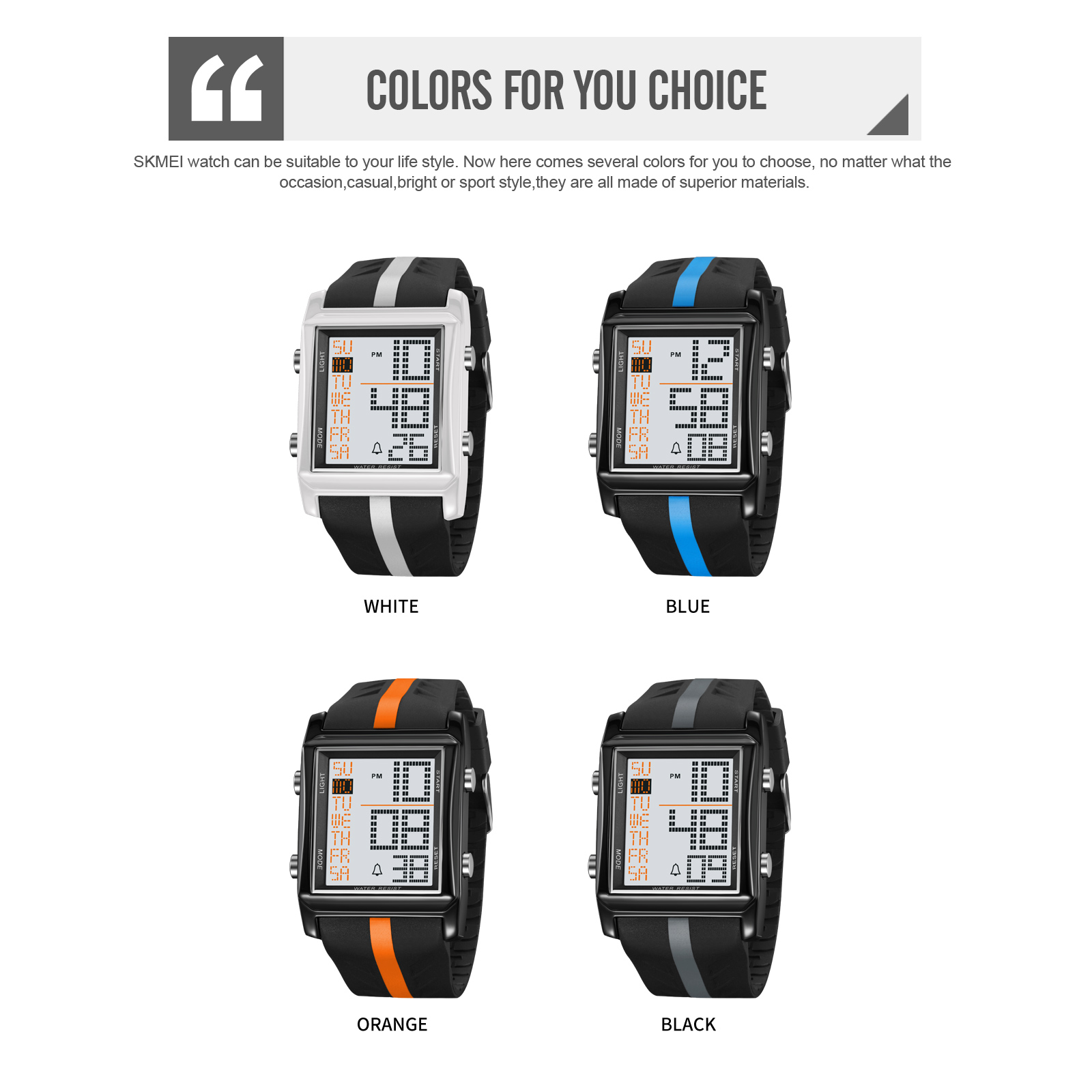 SKMEI 2207 PU STRAP DIGITAL WATCH