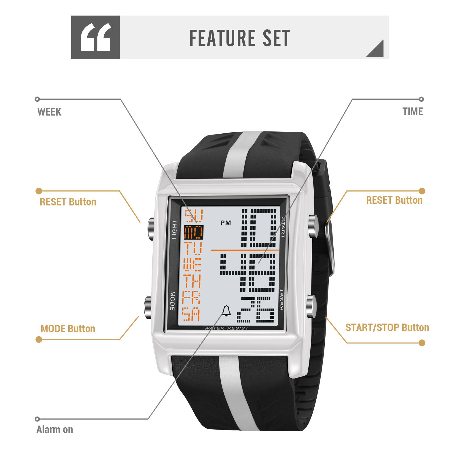 SKMEI 2207 PU STRAP DIGITAL WATCH