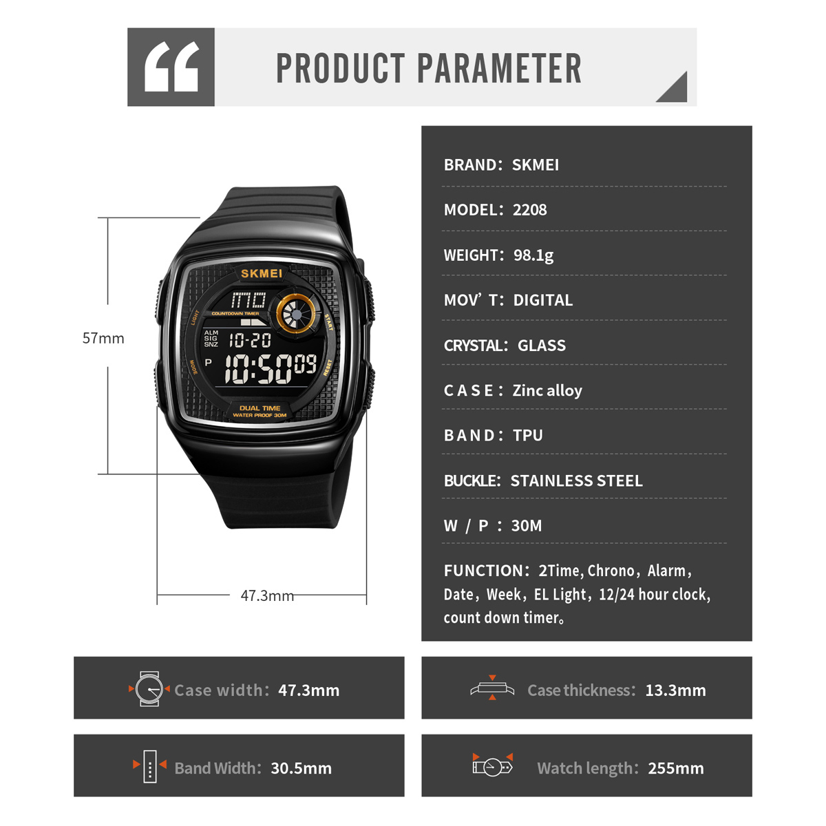 SKMEI 2208 NEW Electronic watch