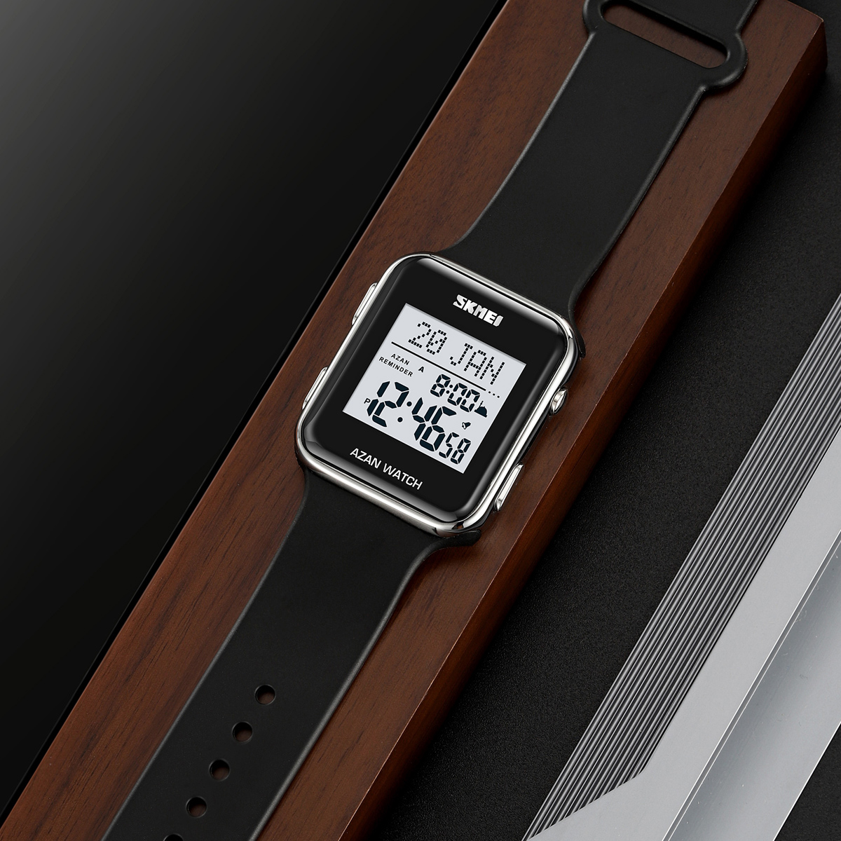 SKMEI 2211 square Sports Digital Oem logo Digital Muslim Prayer Watch