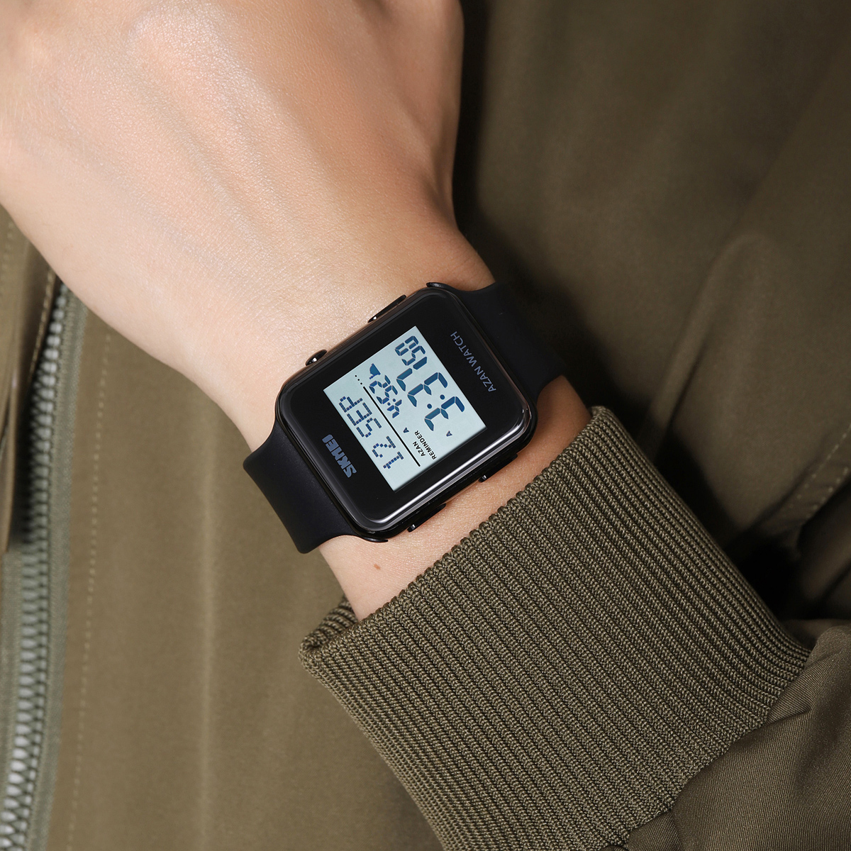 SKMEI 2211 square Sports Digital Oem logo Digital Muslim Prayer Watch